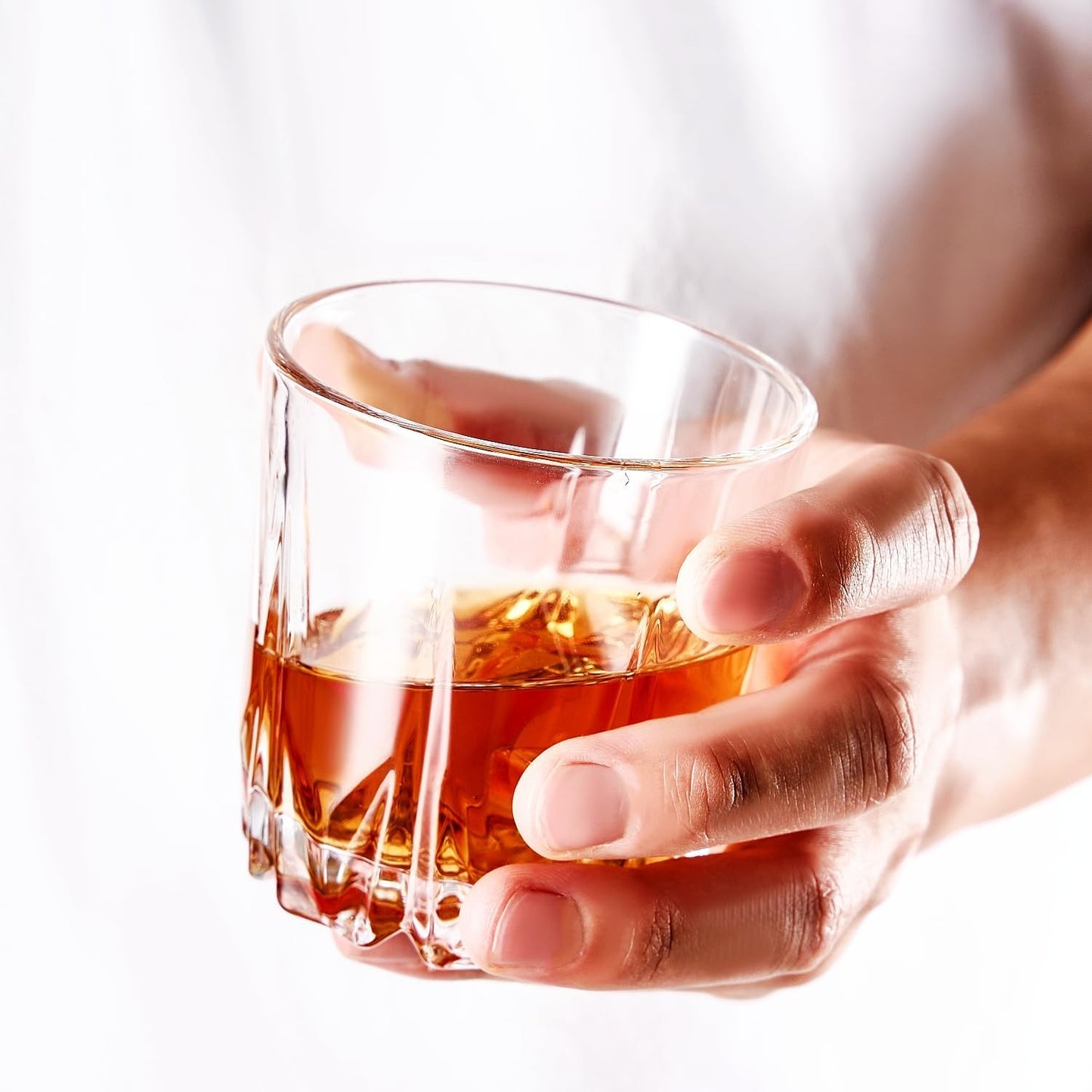 Whiskey Glasses Set of 4,Lead-Free Crystal Old Fashioned Glass,Scotch Glass Tumblers for Drinking Bourbon,Cognac,Irish Whisky,Whisky Glass Gift Set for Men,Dad,Brother-10oz