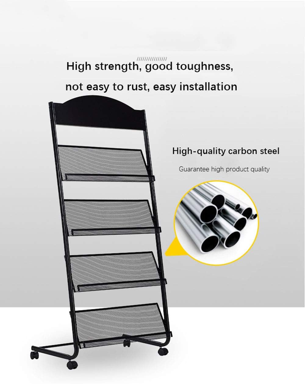 GENMO Iron Simple Floor-Standing Magazine Display Rack - Black