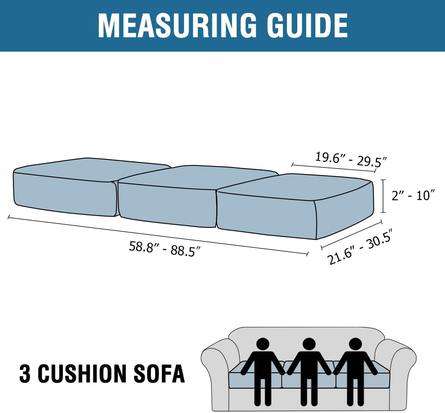 H.VERSAILTEX Velvet Stretch Couch Cushion Cover Plush Cushion Slipcover for Chair Loveseat Sofa Cushion Furniture Protector Seat Cushion Sofa Cover (3 Piece Sofa Cushion Covers, Black)