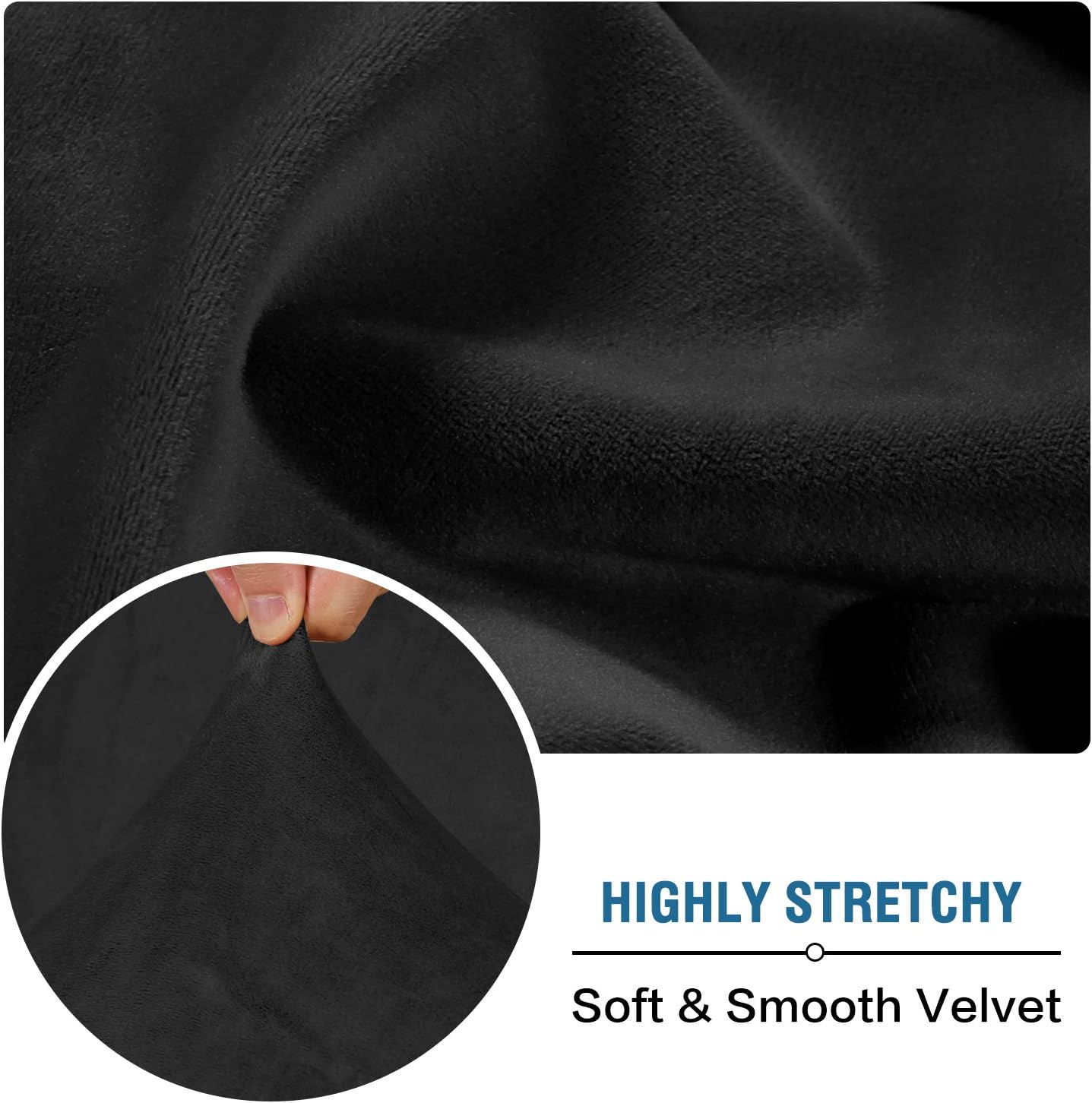 H.VERSAILTEX Velvet Stretch Couch Cushion Cover Plush Cushion Slipcover for Chair Loveseat Sofa Cushion Furniture Protector Seat Cushion Sofa Cover (2 Piece Large Sofa Cushion Covers, Black)