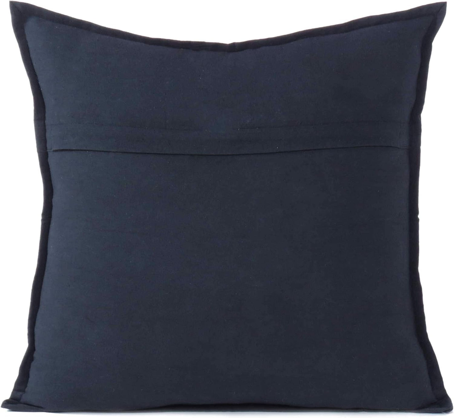 Eyes of India Embroidered Decorative Boho Throw Pillow Cover with Mirrors, Handmade Bohemian Accent Cushion Case for Sofa Couch Bedroom Living Room (Black, 16" x 16")