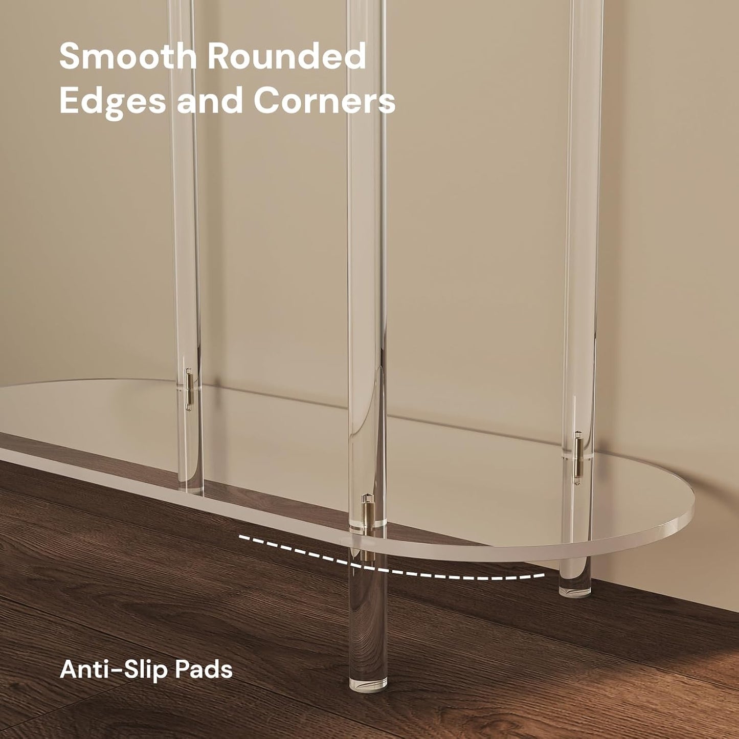 Acrylic Console Table, Oval, 29.5" Small Entryway Table, Clear Entry Table for Sofa, Foyer, Hallway, Living Room, Easy Assembly, 2 Tier, 11.8" D x 31.5" H