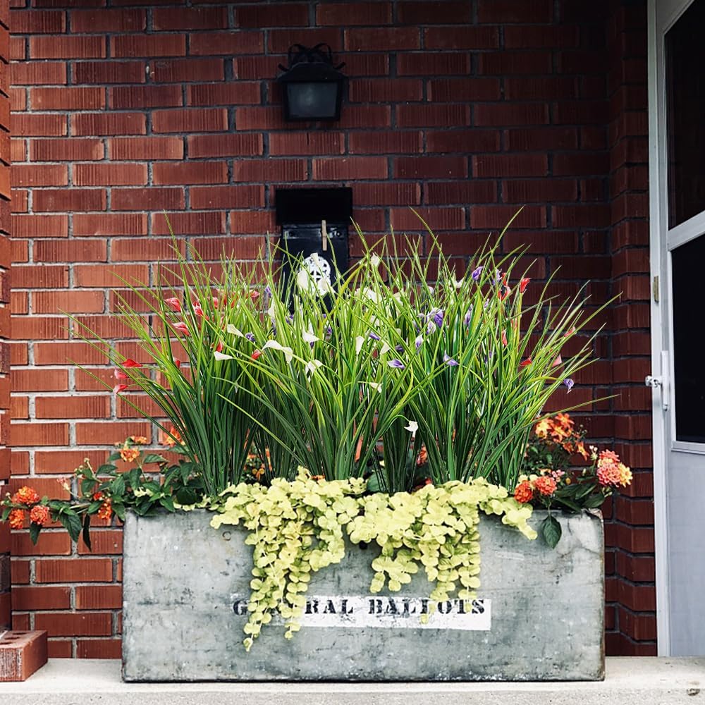 Melorca&Guilla Artificial Plants Outdoor 3PCS 23“ Fake Tall Grass,Faux Grass Plant,Artificial Grass Greenery Shrubs Bushes for Garden Porch Window Box Shop Office Home Décor
