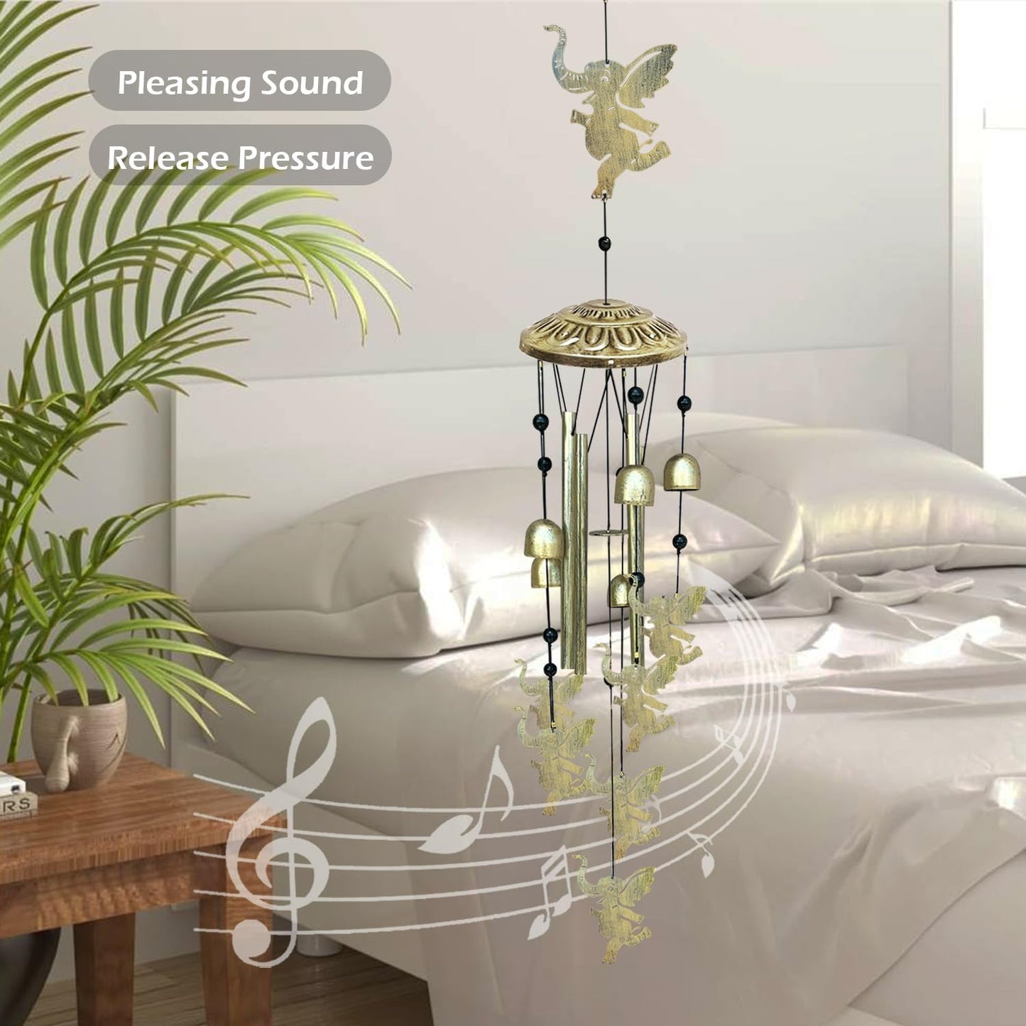 Elephants Wind Chimes for Outside,42" Metal Wind Chinme Indoor/Ourdoor Garden Yard Decoration Patio Home Porch Decor,Unique Windchimes Memorial/House Warming/Birthday Gifts,Elephant Gifts for Women