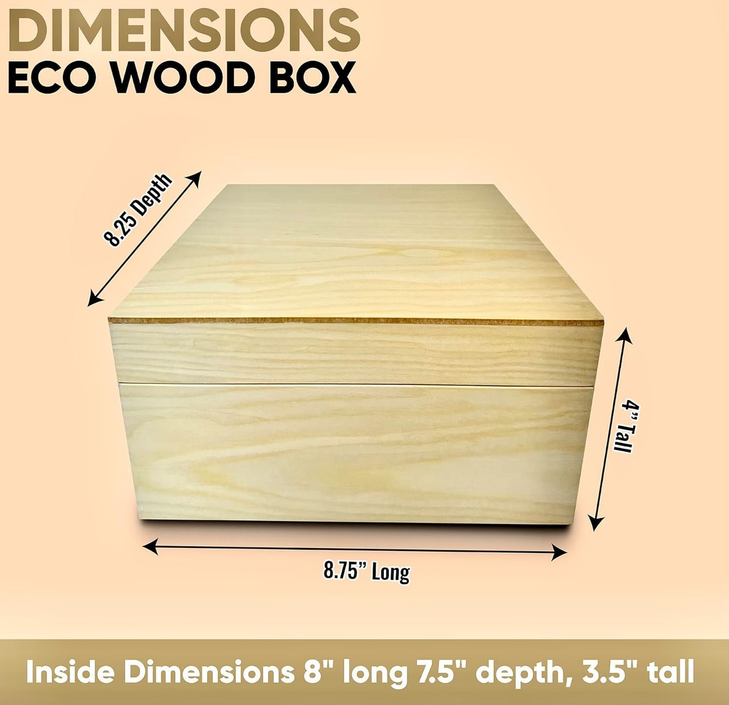 Blake & Lake Wooden Box with Hinged Lid - Solid Maple Wood Eco Box - Wood Storage Box with Lid - Wooden Keepsake Box - Decorative wooden boxes with lids (Maple)