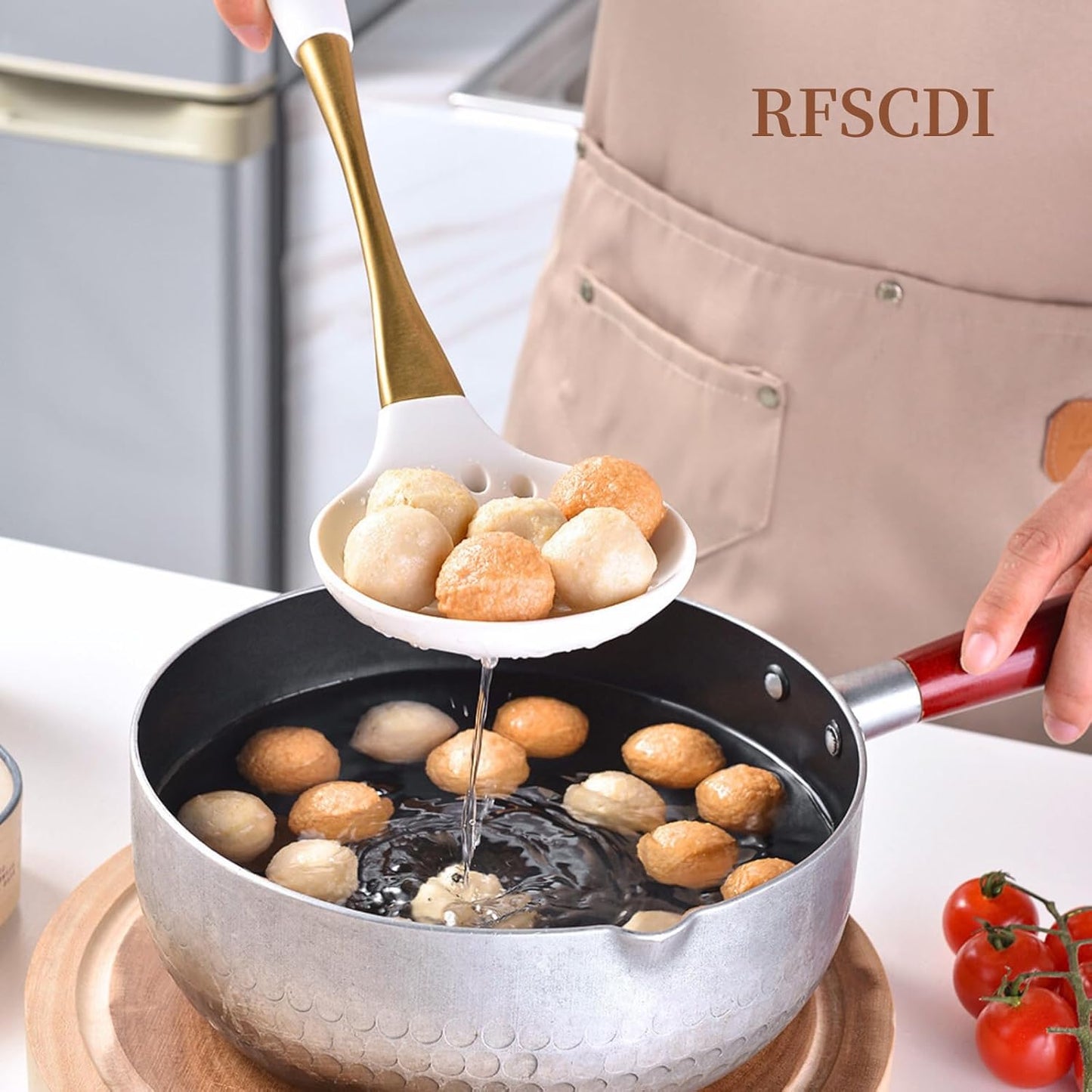 Elegant White Gold Silicone Cooking Utensils Set - Non-Toxic, Dishwasher Safe Kitchen Utensils Set with Heat Resistant Comfort Handles - Includes Spatula & Spoon for Nonstick Cookware