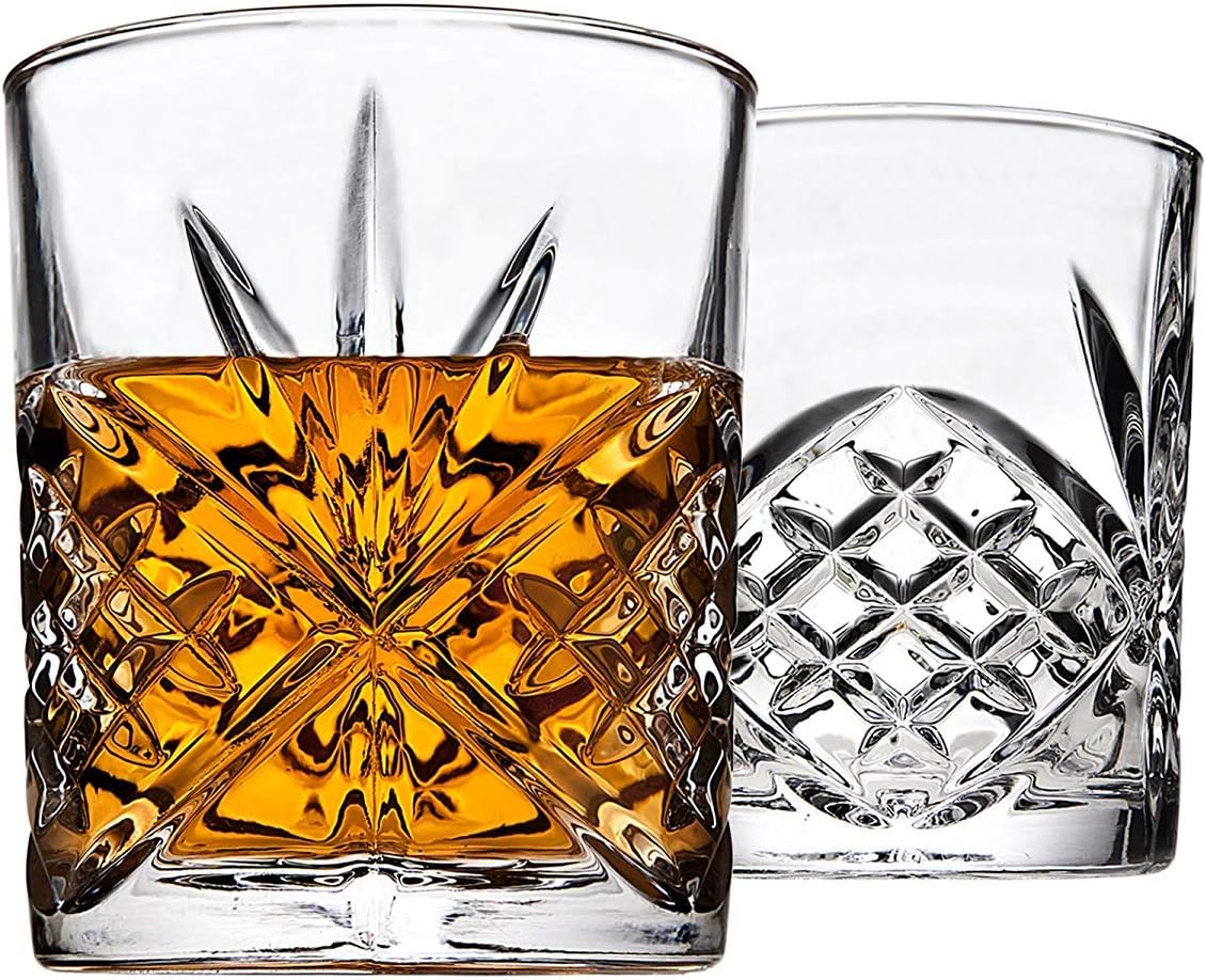 Godinger Whiskey Decanter and 6 Whiskey Glasses Bar set, for Liquor Scotch Bourbon Wine - Dublin Crystal Collection