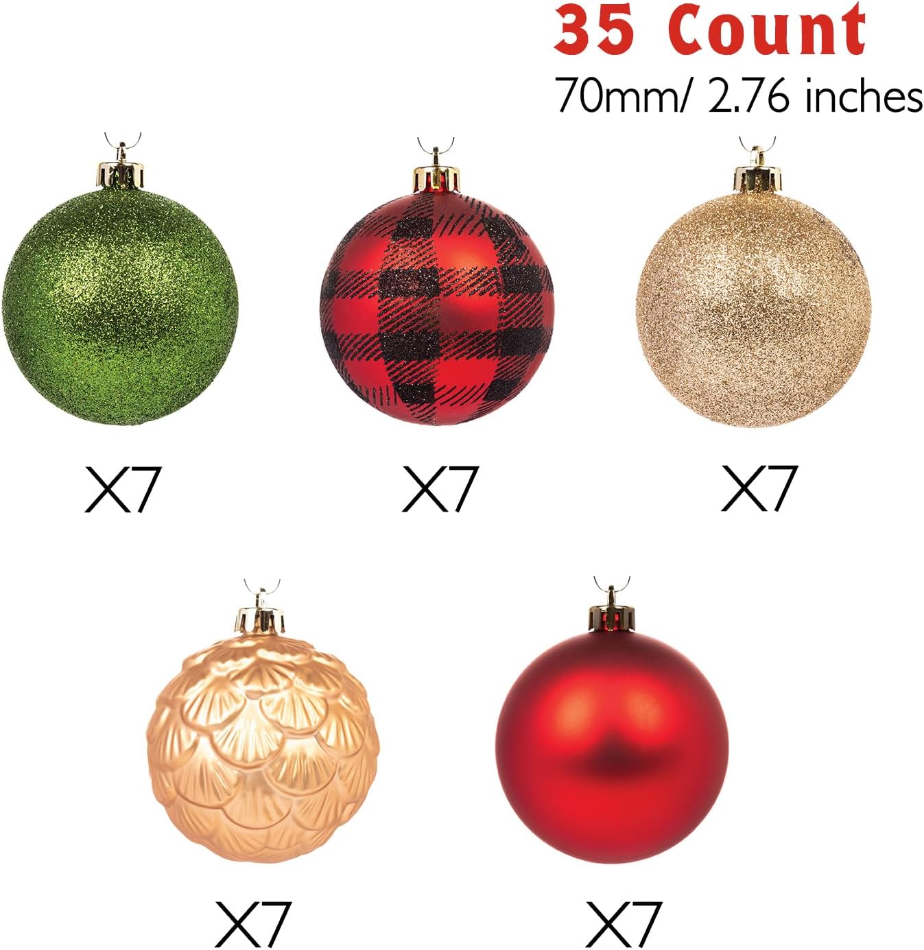 Every Day is Christmas Ornaments, Shatterproof Christmas Tree Ornament Set, Christmas Balls Decoration 35 Count (2.75"/70mm, Garden Country Woodland)