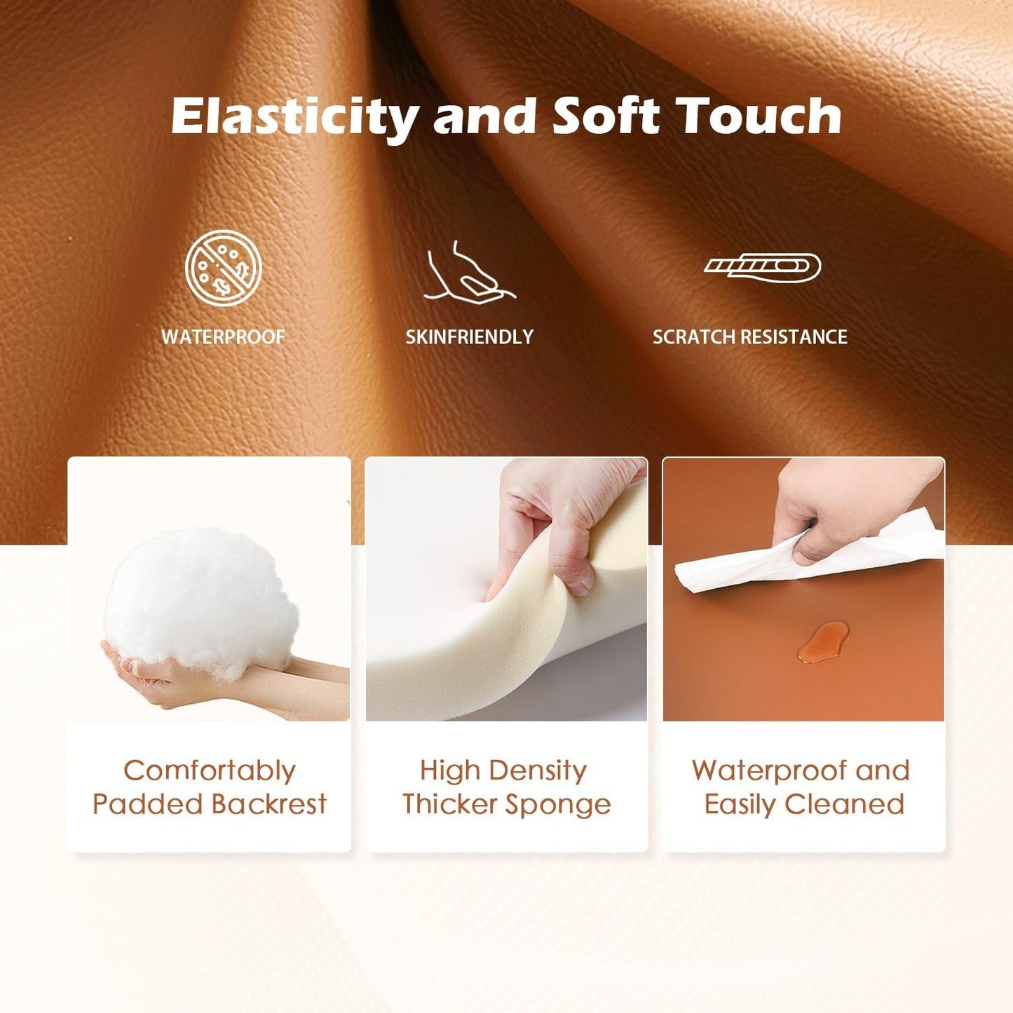 BestMassage | Recliner Chair | No Massage Function | Pu Tan | with Lumbar Support, Adjustable Push Back, Wide Armrests, Footrest & Padded Seat | Easy Assembly | for Living Room, Home Theatre