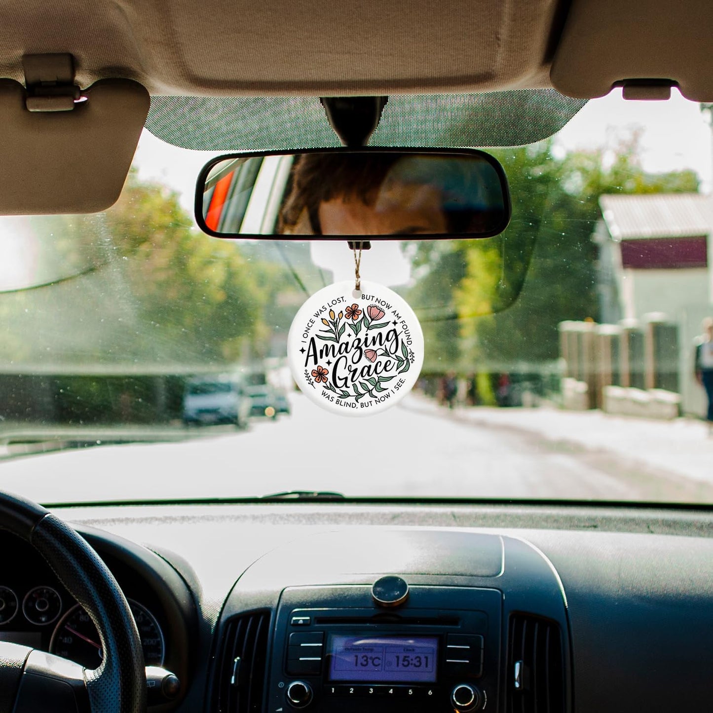 Christian Ornaments, Amazing Grace Scripture Wildflower Floral Ceramic Ornament Keepsake Decorations, Christian Gifts for Women Teen Girls