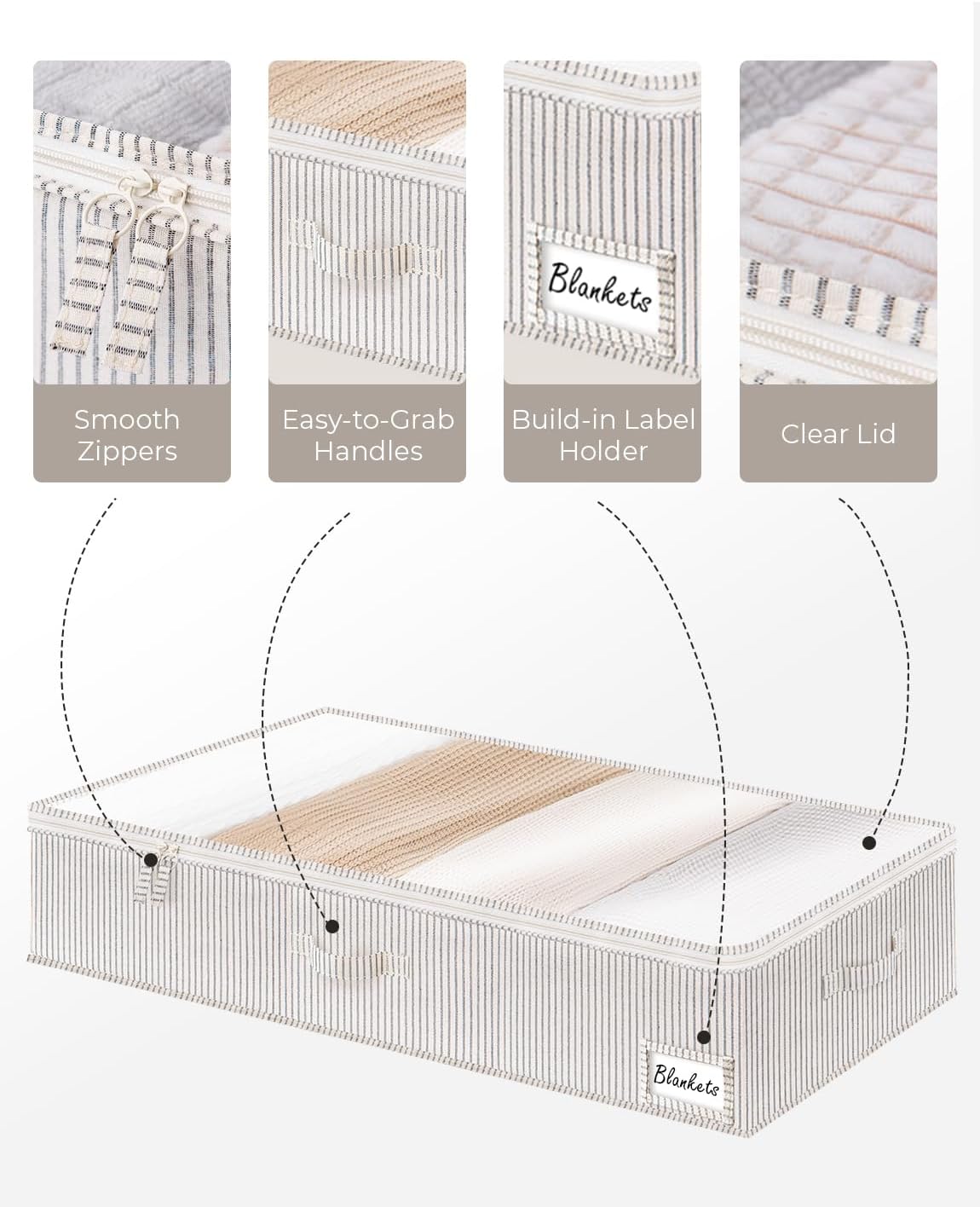 StorageWorks Large Under Bed Storage Containers with Handles and Label Holder, 2 Pack Ultra-thick Fabric Underbed Bins, Closet Organizer for Clothes, Blankets, Sweater