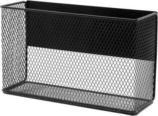 Black Magnetic Basket - Refrigerator Spice Rack & File Holder Locker Organizer - Wire Mesh Magnetic Shelf for Kitchen Storage