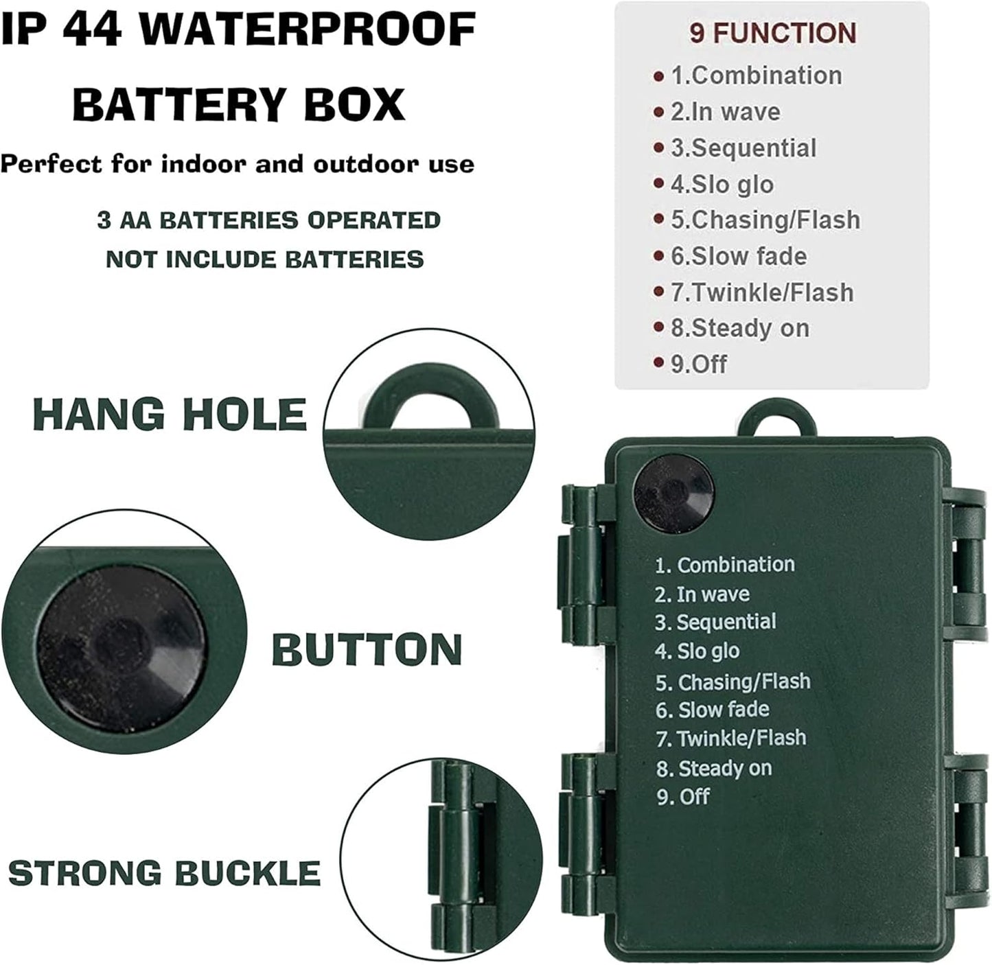 Dazzle Bright Battery Operated Christmas Lights, 2 Pack 32Ft 100LED Clear Mini String Lights Waterproof with 8 Modes for Xmas Indoor Outdoor Yard Holiday Wedding Decorations (Warm White)