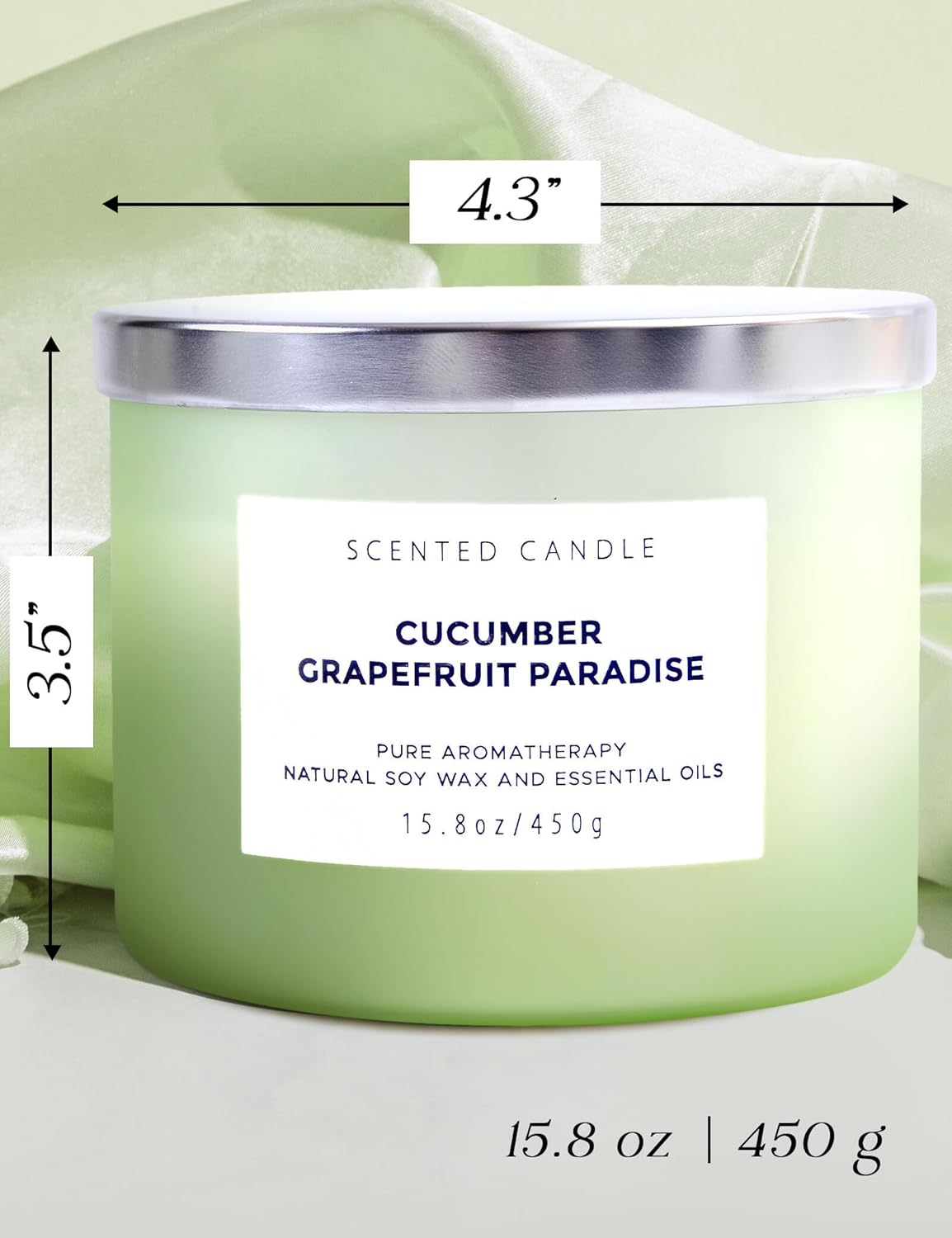 Cucumber Grapefruit Paradise 3-Wick Scented Candle | Large Soy Candle for Home 15.8 oz | Fresh Fruity Citrus Summer Aromatherapy Candle, Long Lasting Stress Relief & Relaxation Candles for Men & Women