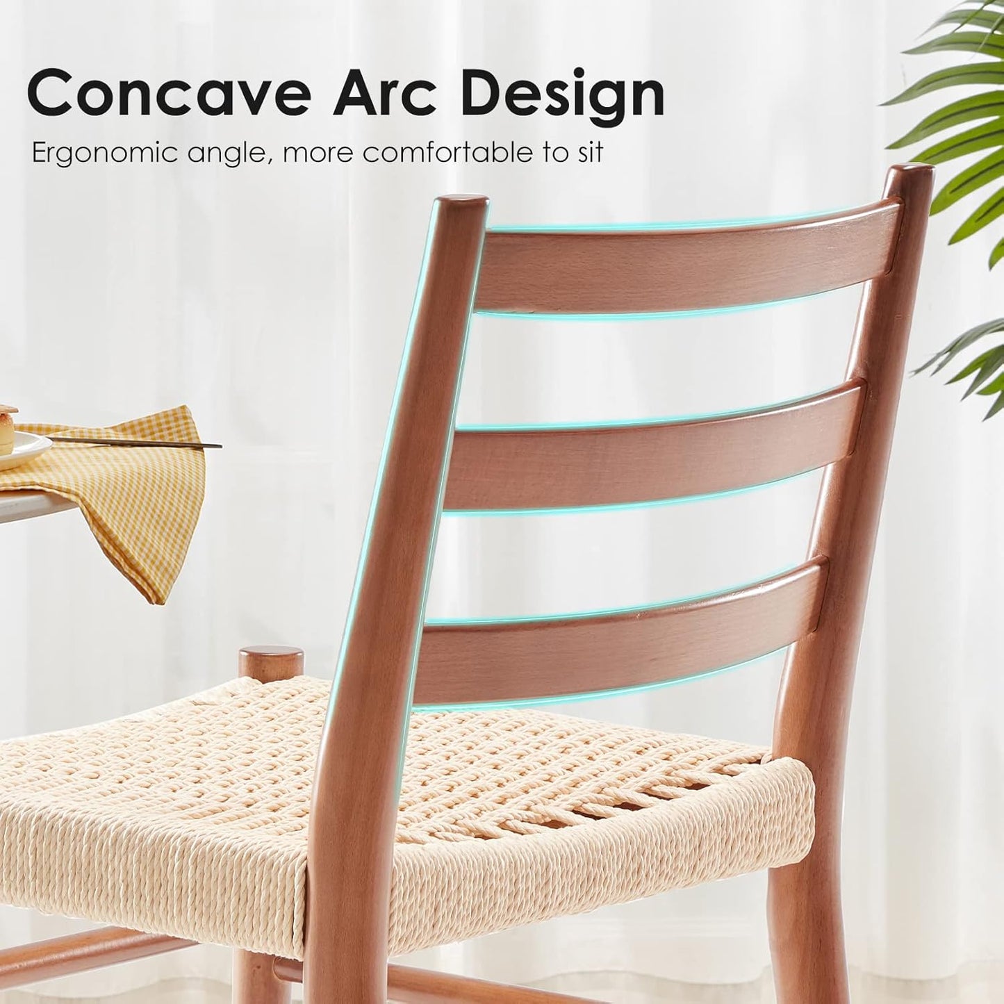 STARY Wood Rattan Dining Room Chairs with Comfortable Woven Seat,Fully-Assembled