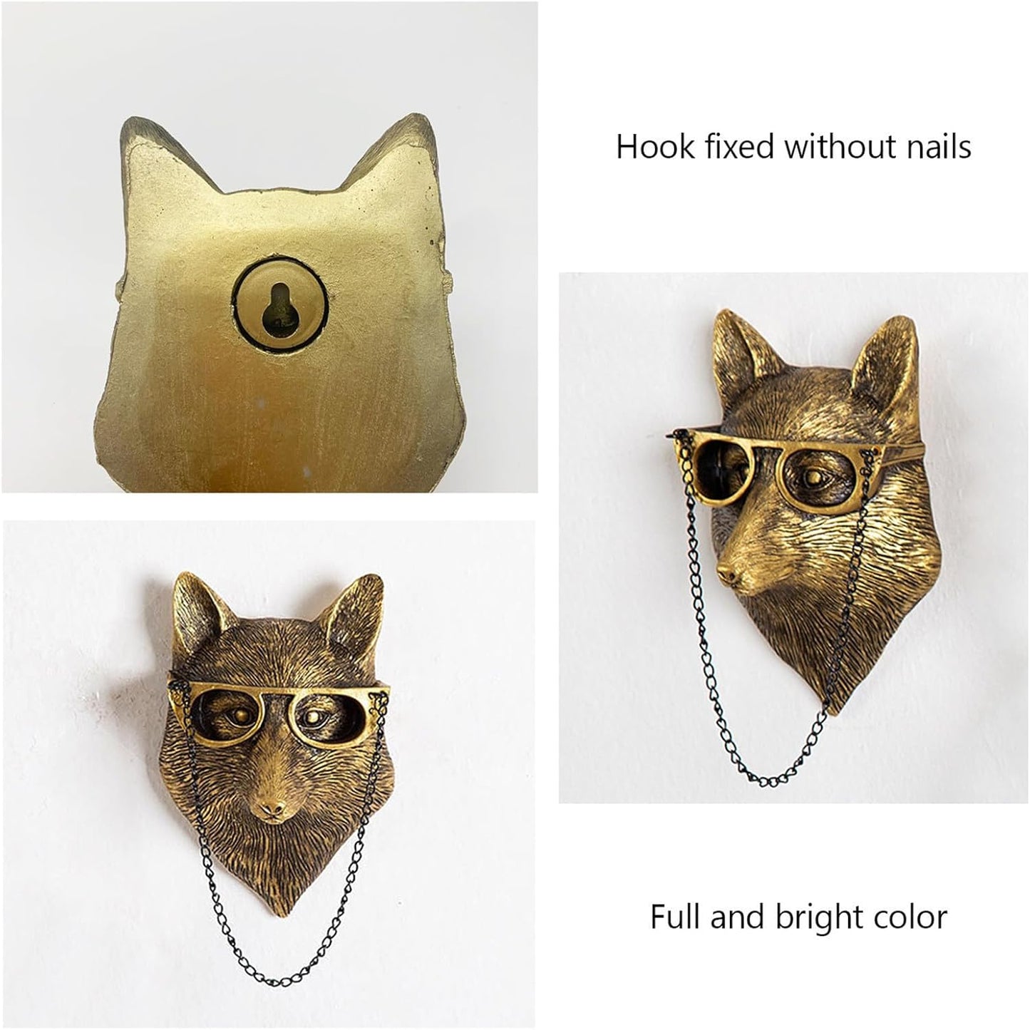 GUASDIE Animal Heads Wall Decor, Faux Deer Head Mount, Animal Sculptures Wall Decor, Resin Animal Head Wall Hanging Decoration for Living Room Bedroom Kitchen Gift,Fox