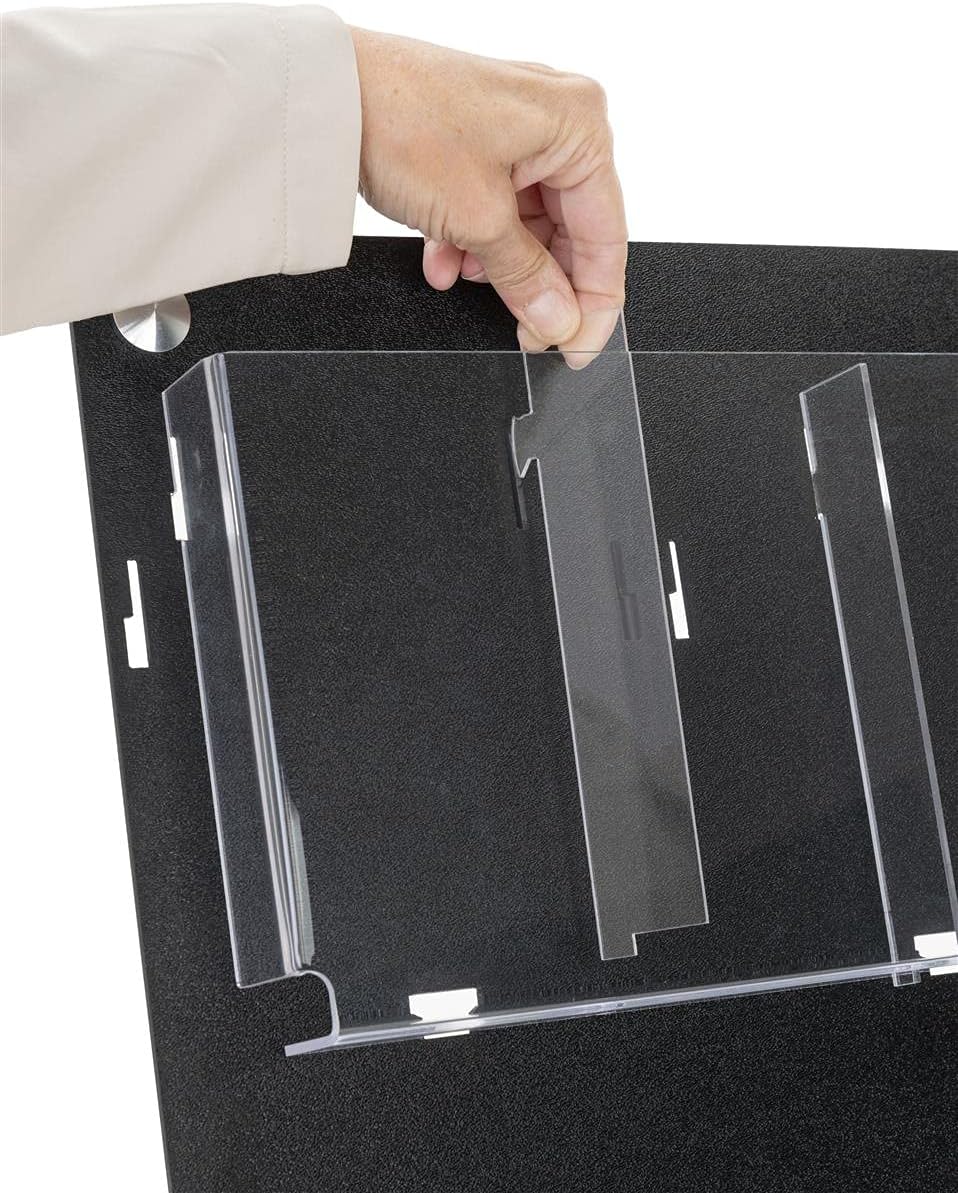 Displays2go Acrylic Wall Mounted Magazine Rack, 4-8 Adjustable Pockets, 2-Tiered - Black (2RP4BLK)