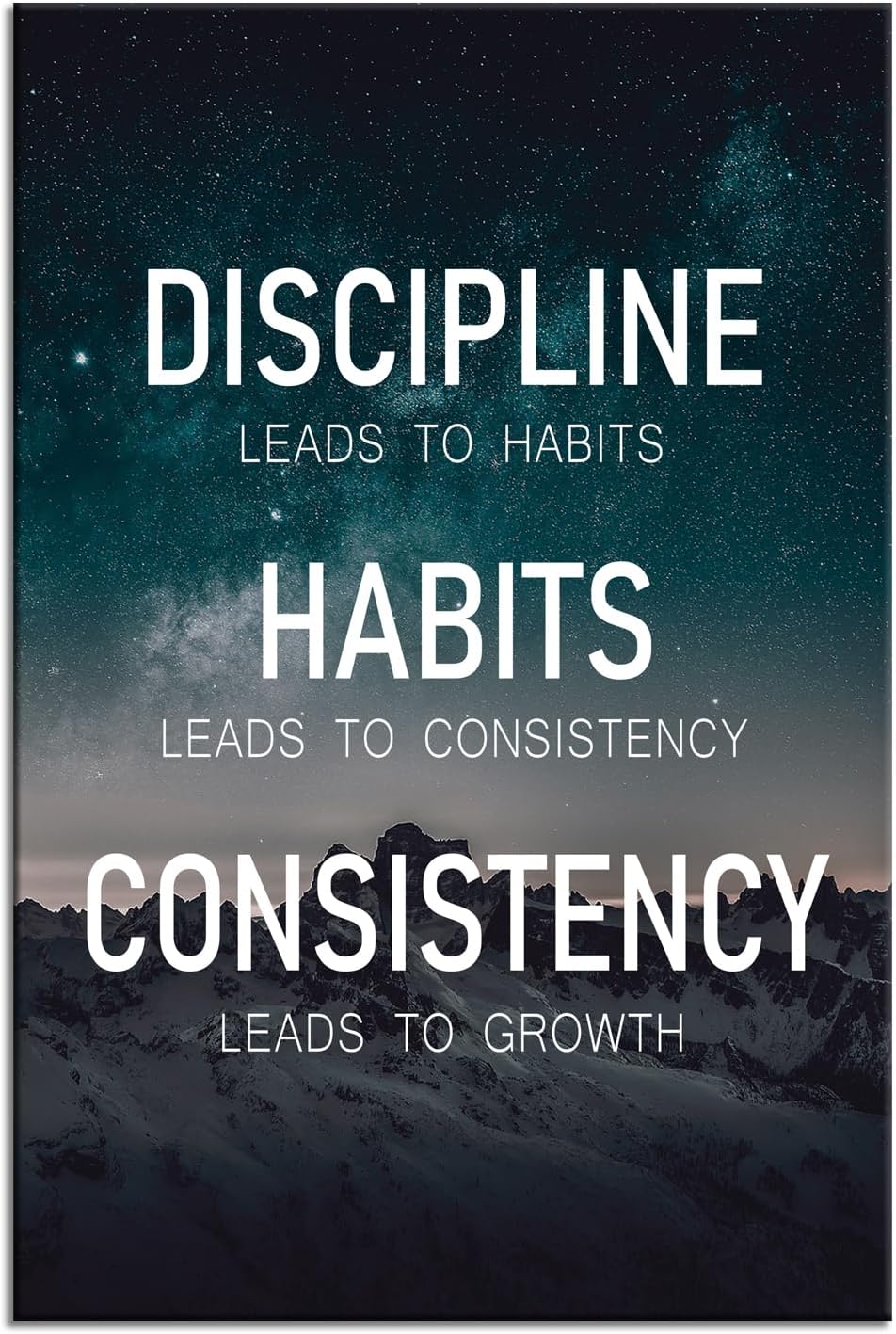 Discipline Habits Motivational Poster Consistency Growth Inspirational Wall Art Canvas Prints Artwork for Office Modern Home Decor Painting Pictures Stretched and Framed Ready to Hang [24''Wx 36''H]