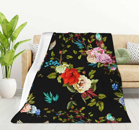 HGOD DESIGNS Wild Flowers Blanket for Women, Lightweight Soft Fleece Flannel Throw Blanket Peony Roses Sofa Couch Living Room 40x50 Inch