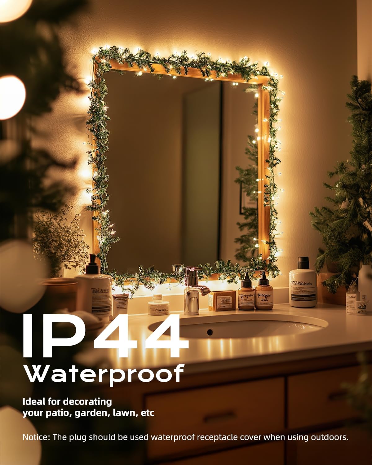 Brightown Clear Christmas String Lights, 200-Count 51.5ft Incandescent Bulb Mini Lights for Indoor Holiday Decor, Christmas Tree Garland Wedding Party Multi-Use Festival Decoration, White Wire