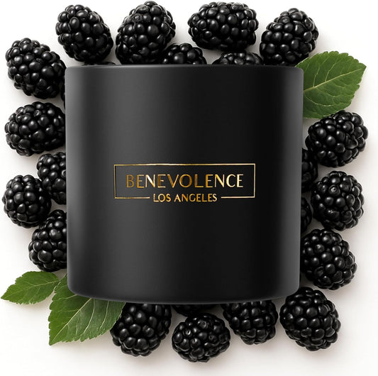 Benevolence LA 3 Wick Candle, Black Berries (Baies) Large Scented Candle | Soy Candles | Gifts for Women and Men | Home Fragrance | Aromatherapy | Bathroom Freshener 14.5 Oz, 45 Hour Burn