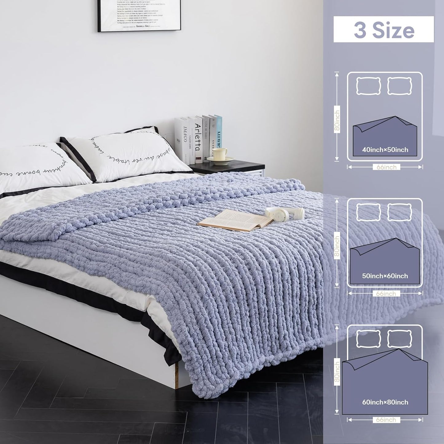 Chunky Knit Blanket - Luxury Soft Cozy 50 * 60 Throw Blanket,100% Woven Blanket Rope Knot Throw Blanket for Couch, Sofa, Home Decor, Gift - Machine Washable（Grey）