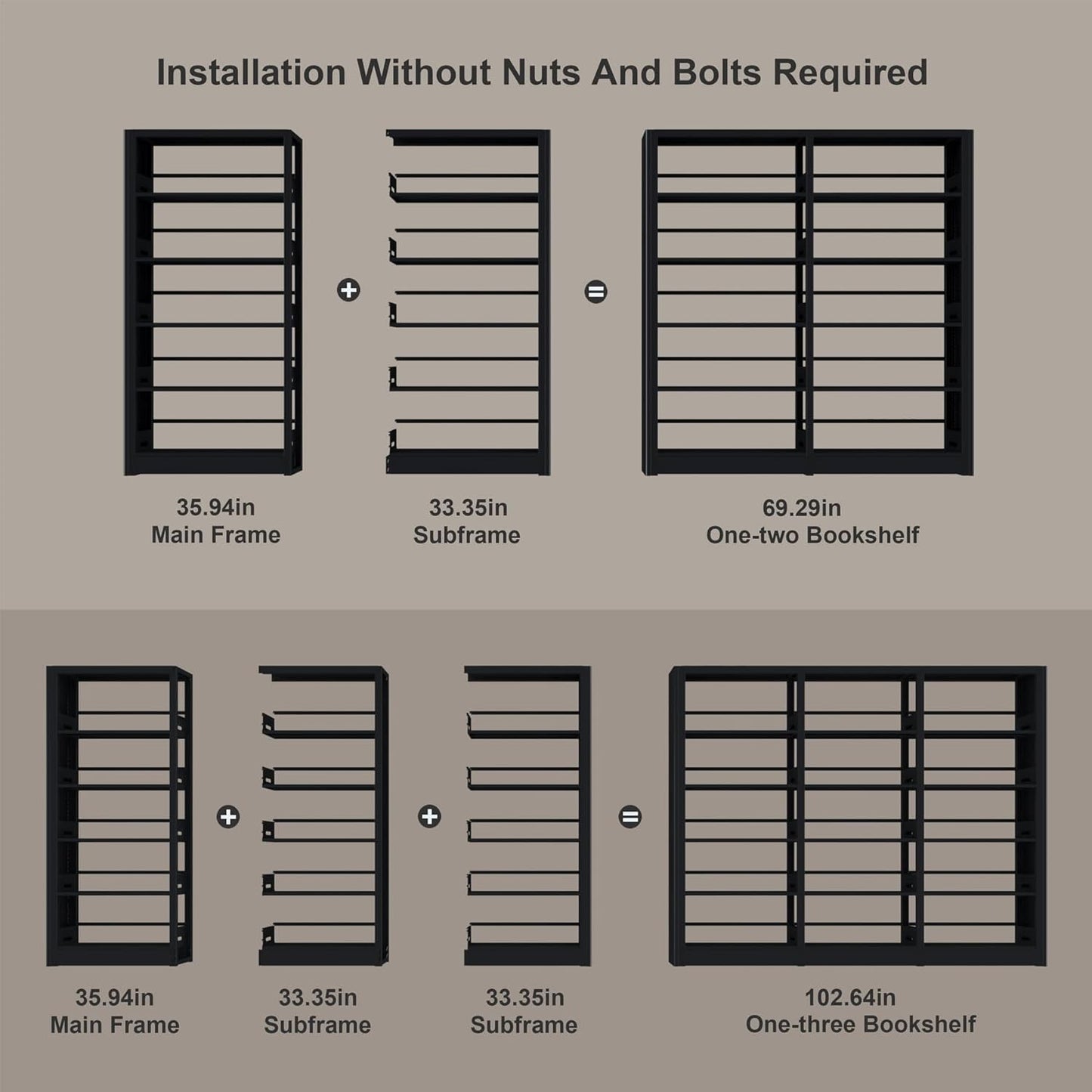 5-Tier Industrial Bookshelf, White Bookcases and Bookshelves,Tall Metal Book Shelf Storage Organizer,Freestanding Bookshelf for Living Room,Home Office (Black, Shelf-4)