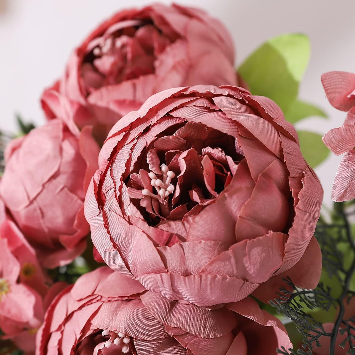 Duovlo Artificial Peony Silk Flowers Fake Flowers Vintage Wedding Home Decoration,Pack of 1 (Rosy Brown)