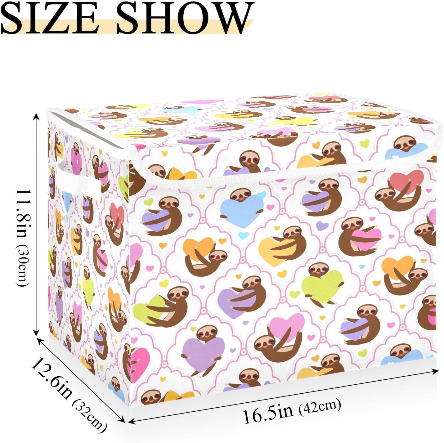 susiyo Sloth Holding Yellow Lilac fabric storage baskets with lids,Collapsible Storage Boxes,Foldable storage boxes with handles for Home,Office,Closet Organization