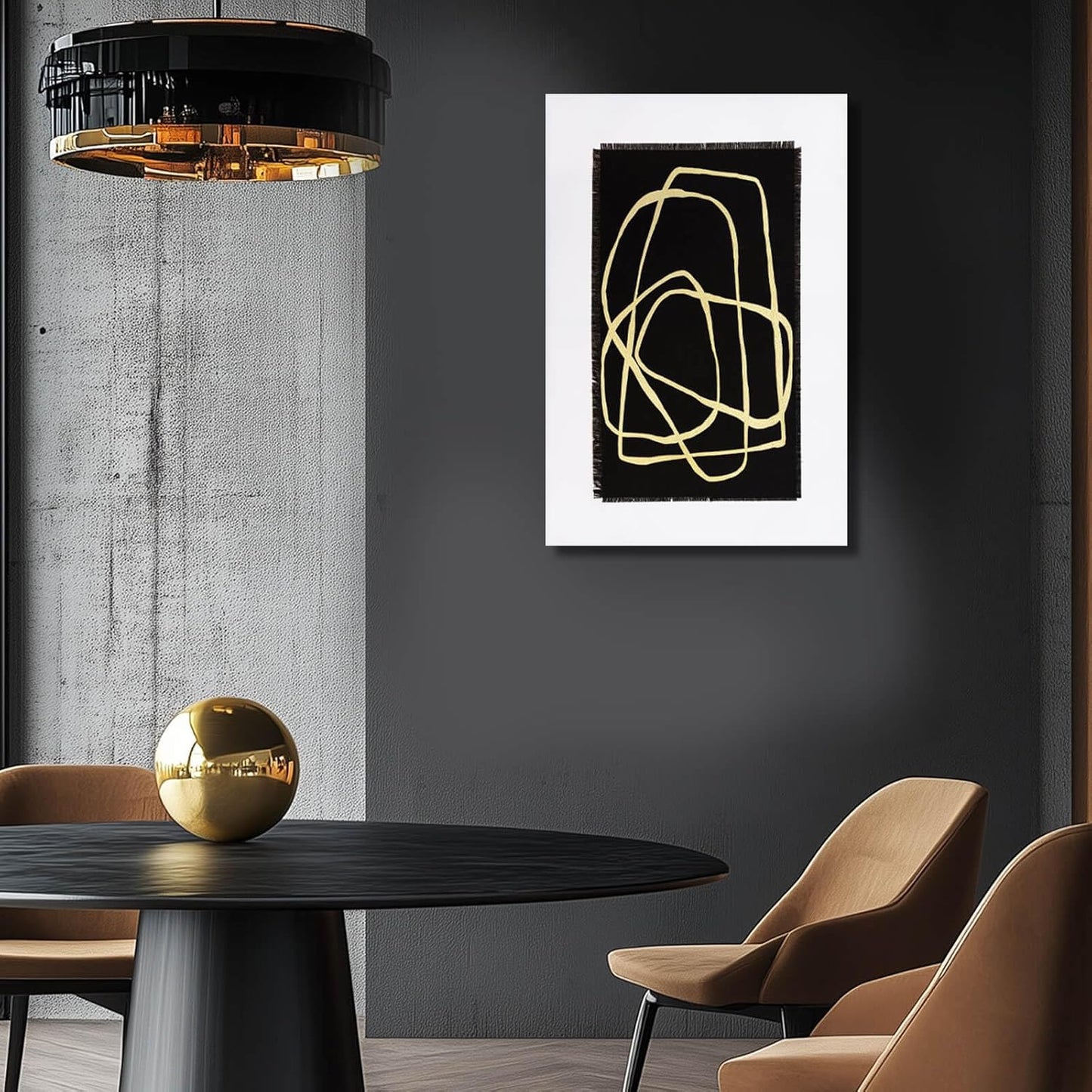 CHUDANHAO Minimalist Home Decor Black and Gold Canvas Painting Line Artwork Neutral Wall Art 24"x36" Bedroom Decorations Kitchen Art