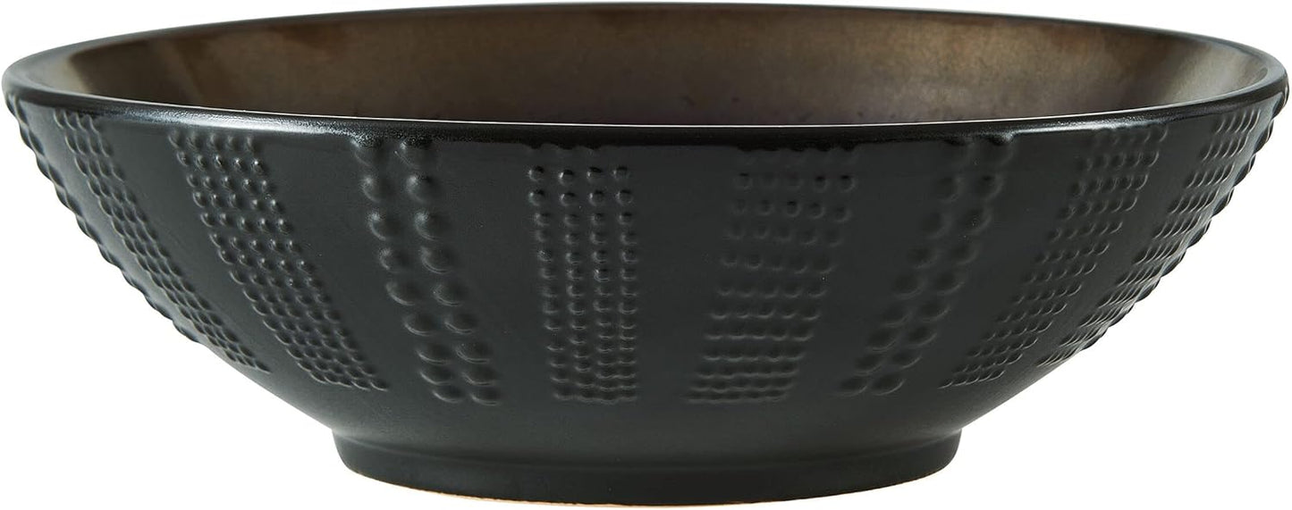 Gourmet Basics by Mikasa Verona 16-Piece Dinnerware Set & Cream Serving Bowl, 9 Inch & Cream Rectangular Platter, 13.75 Inch