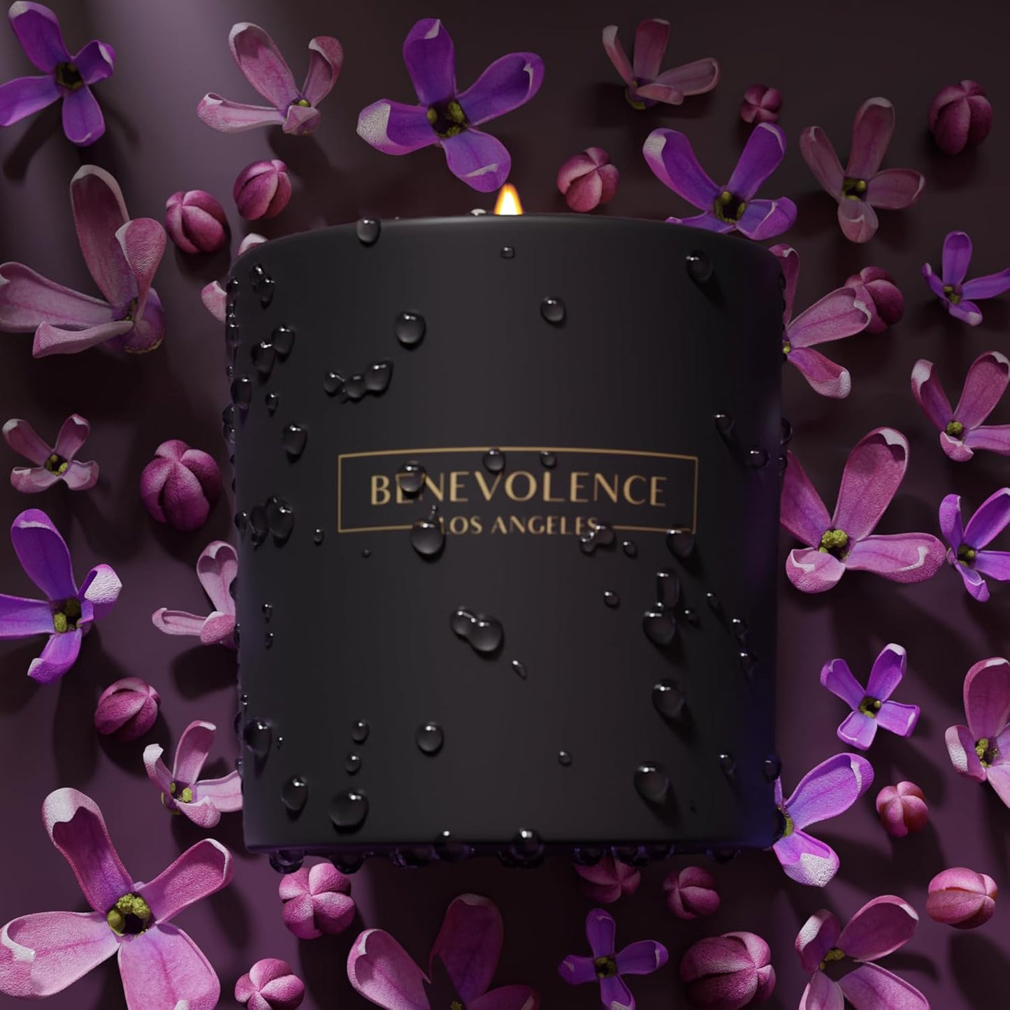 Benevolence LA Lavender & Lilac Scented Candle | Soy Candles, Black Candle for Home | Gifts for Women and Men | Home Fragrance | Aromatherapy | Bathroom Freshener | 8oz, 45 Hour Burn