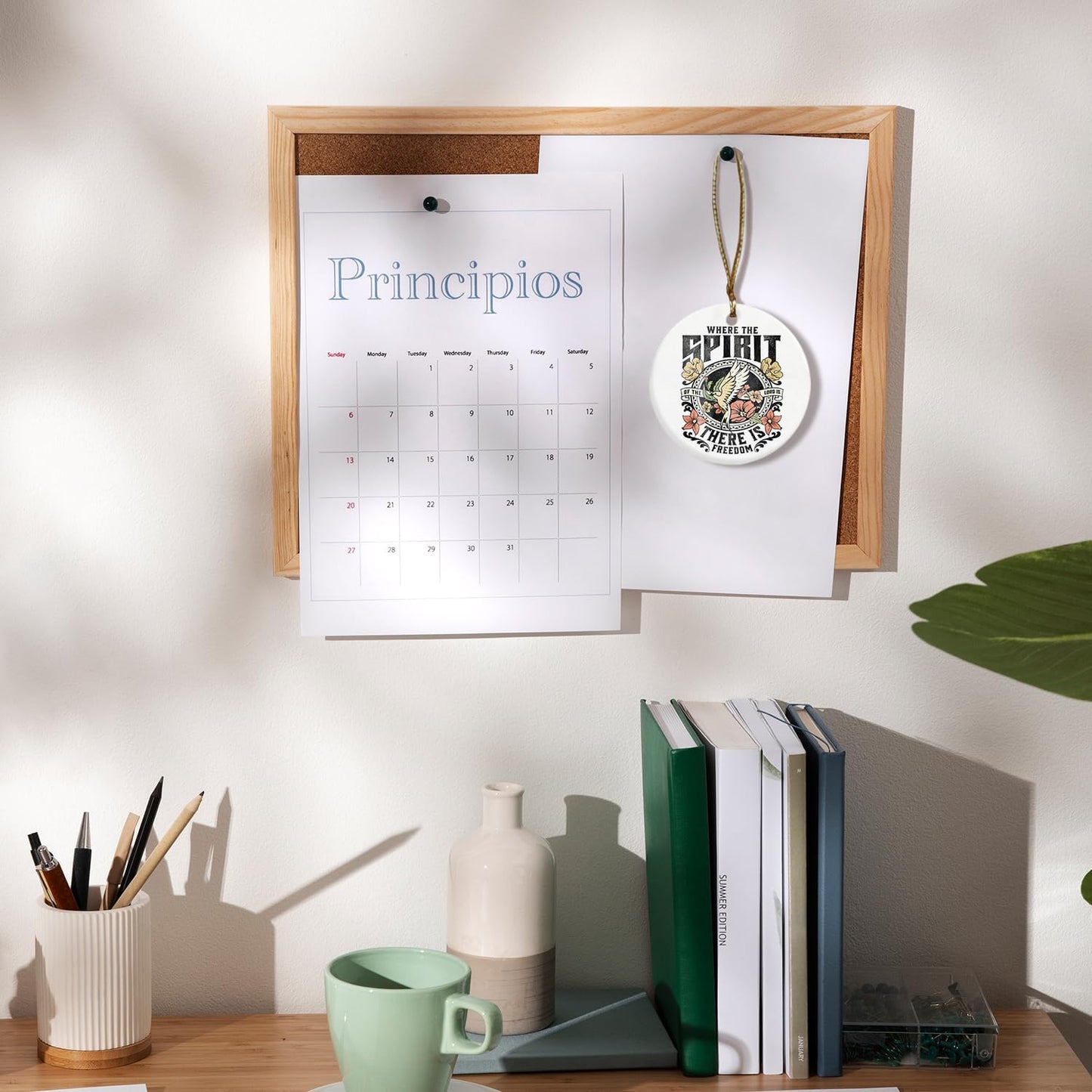 Christian Christmas Ornaments, Boho Floral Bird Spirit Scripture Religious Ceramic Christmas Xmas Ornament Keepsake Decorations, Christian Gifts for Women Teen Girls