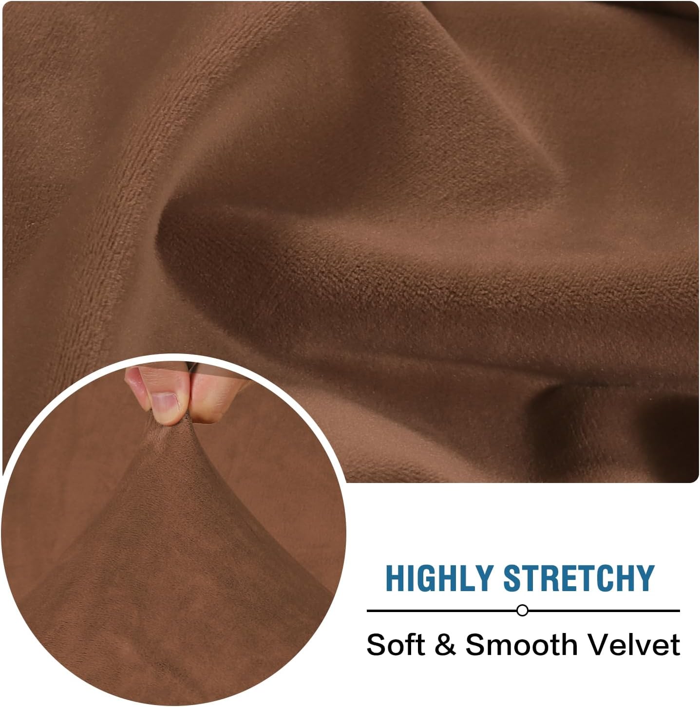 H.VERSAILTEX Velvet Stretch Individual Couch Cushion Cover Plush Slipcover for Loveseat Sofa Furniture Protector Seat Cover (1 Piece Loveseat Cushion Cover, Caramel)