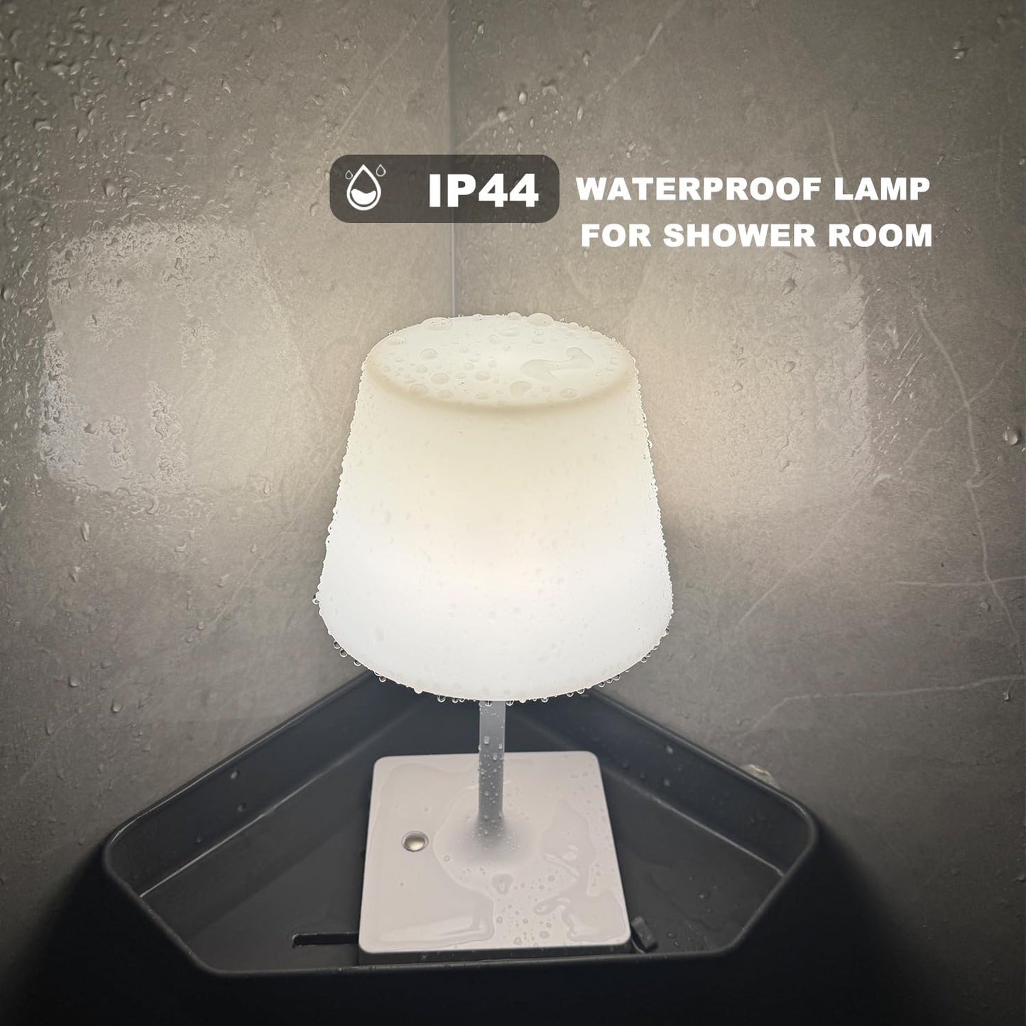 Cordless Table lamp, Outdoor Battery Operated Rechargeable Desk lamp,Waterproof Shower Lamp,4000mAh LED 3 Colors Small Wireless lamp for Kitchen Counter -White