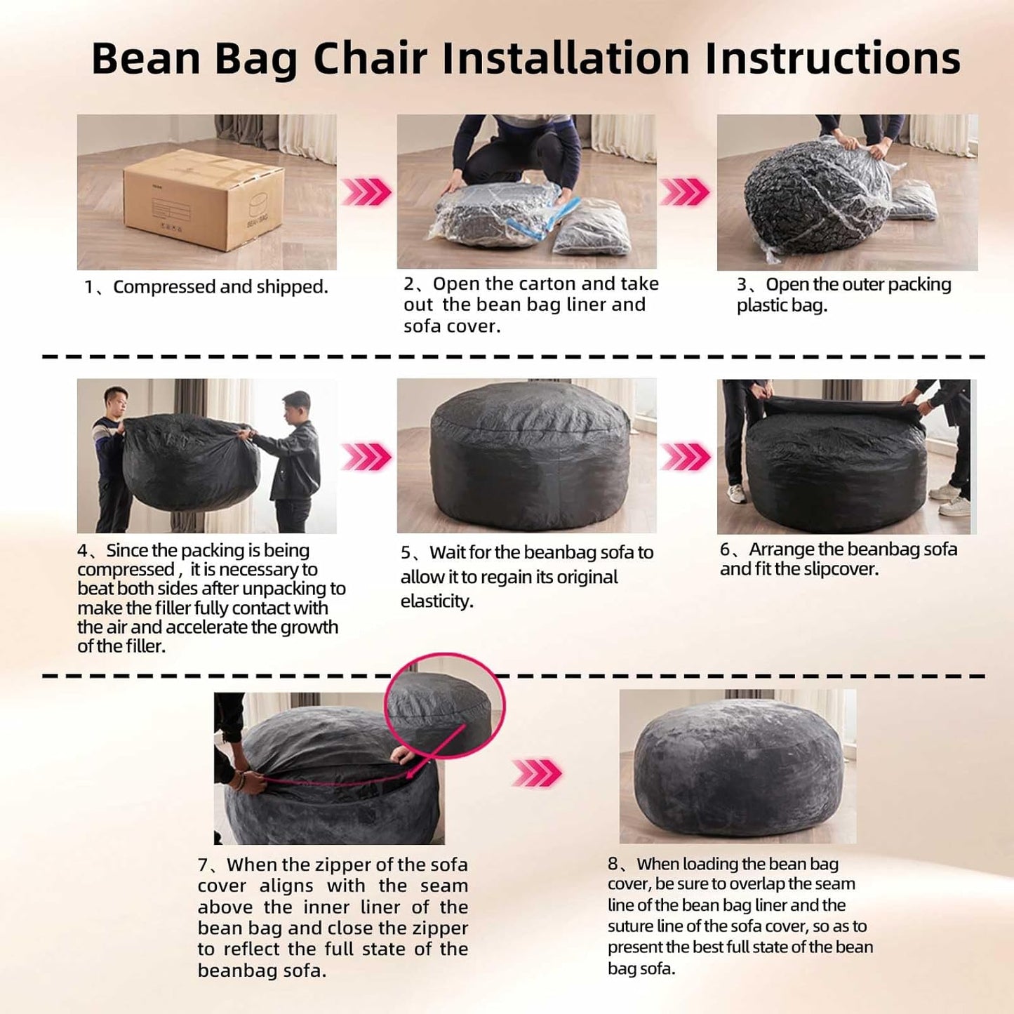 6FT,Oversized Bean Bag Chairs for Adults,Giant beanbag with Filler Included，Fluffy Memory Foam,Soft and Comfy Corduroy Fabric,Gaming Chairs Suitable for Living Room and Bedroom (Brown, 6 Foot)