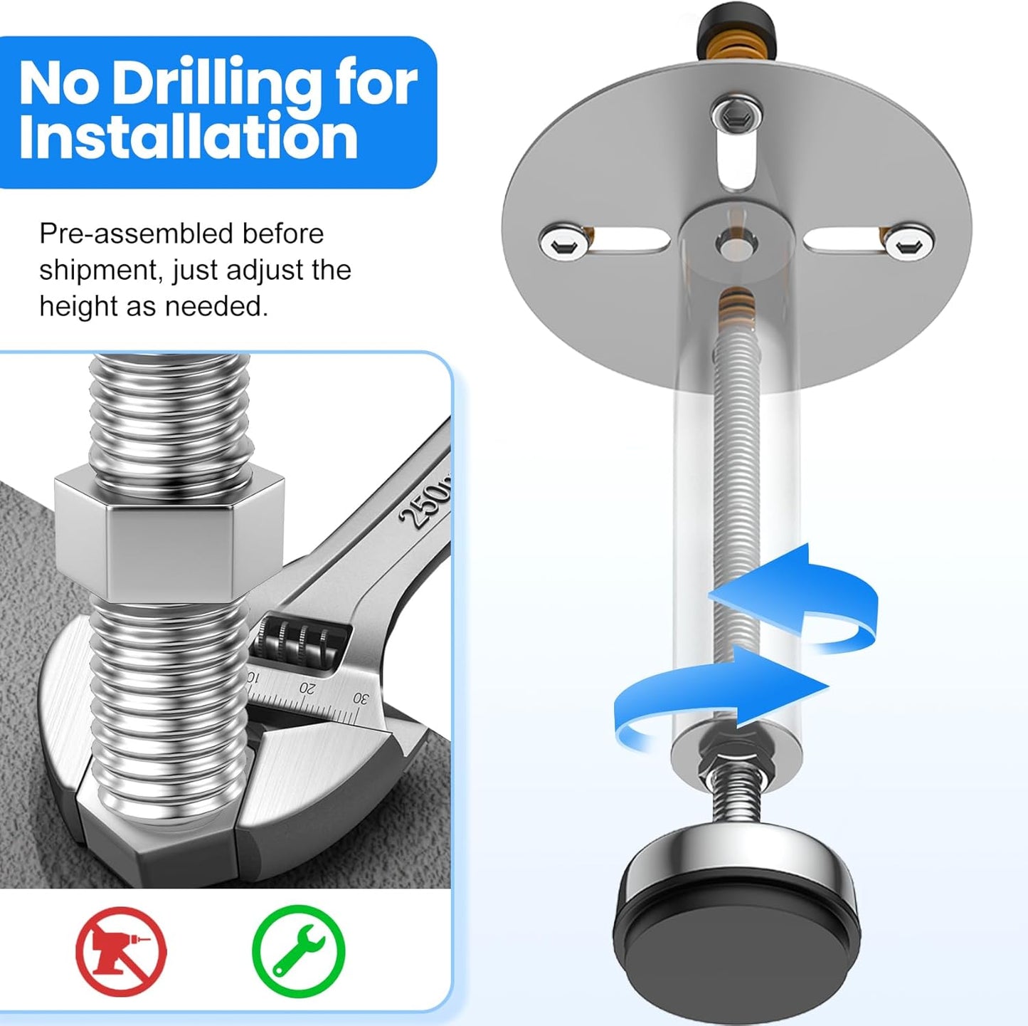 Garbage Disposal Support, Adjustable Spring Shock Absorber Bracket (11.02-14.56inch (28-37cm)), Holds Up tp 440lbs, Stainless Steel Noise Reduction Installation Kit