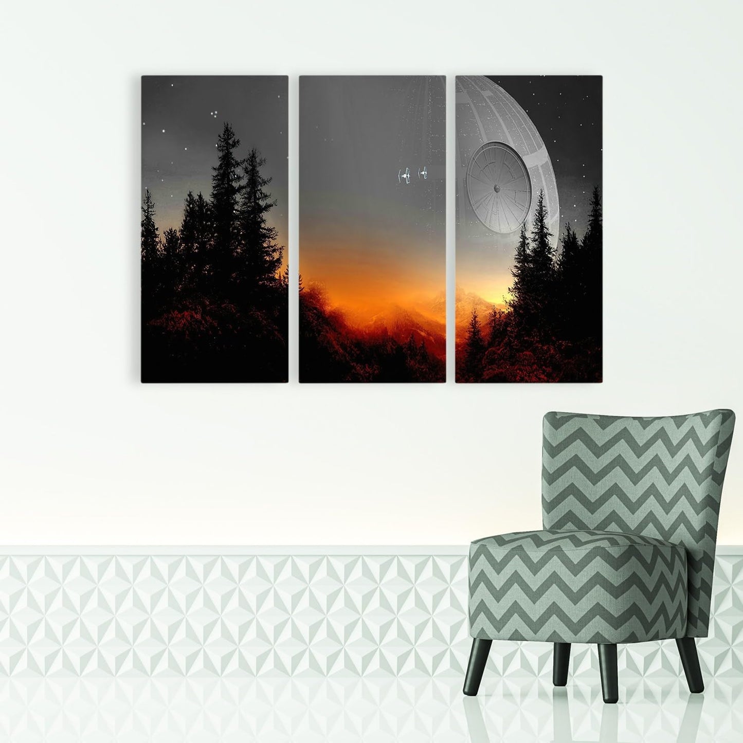 Death Star Inspired Canvas Print Wall Art | Futuristic Space Station Artwork | Smooth Surface Home Decor – Various Sizes (36in x 24in Gallery Wrapped)