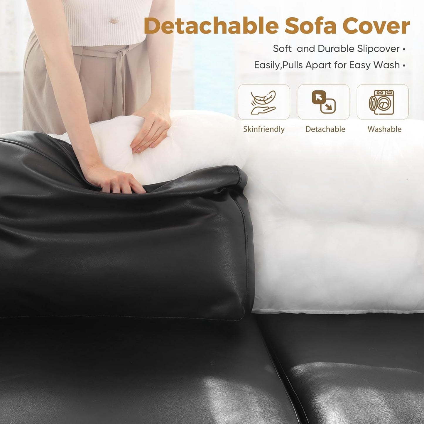 Oversized 172.5" Faux Leather Modular Sectional Sofa, Modern Large 10 Seater U Shaped Couch with Storage Seat with Reversible Chaise Deep Seat for Living Room DIY Combination - Black