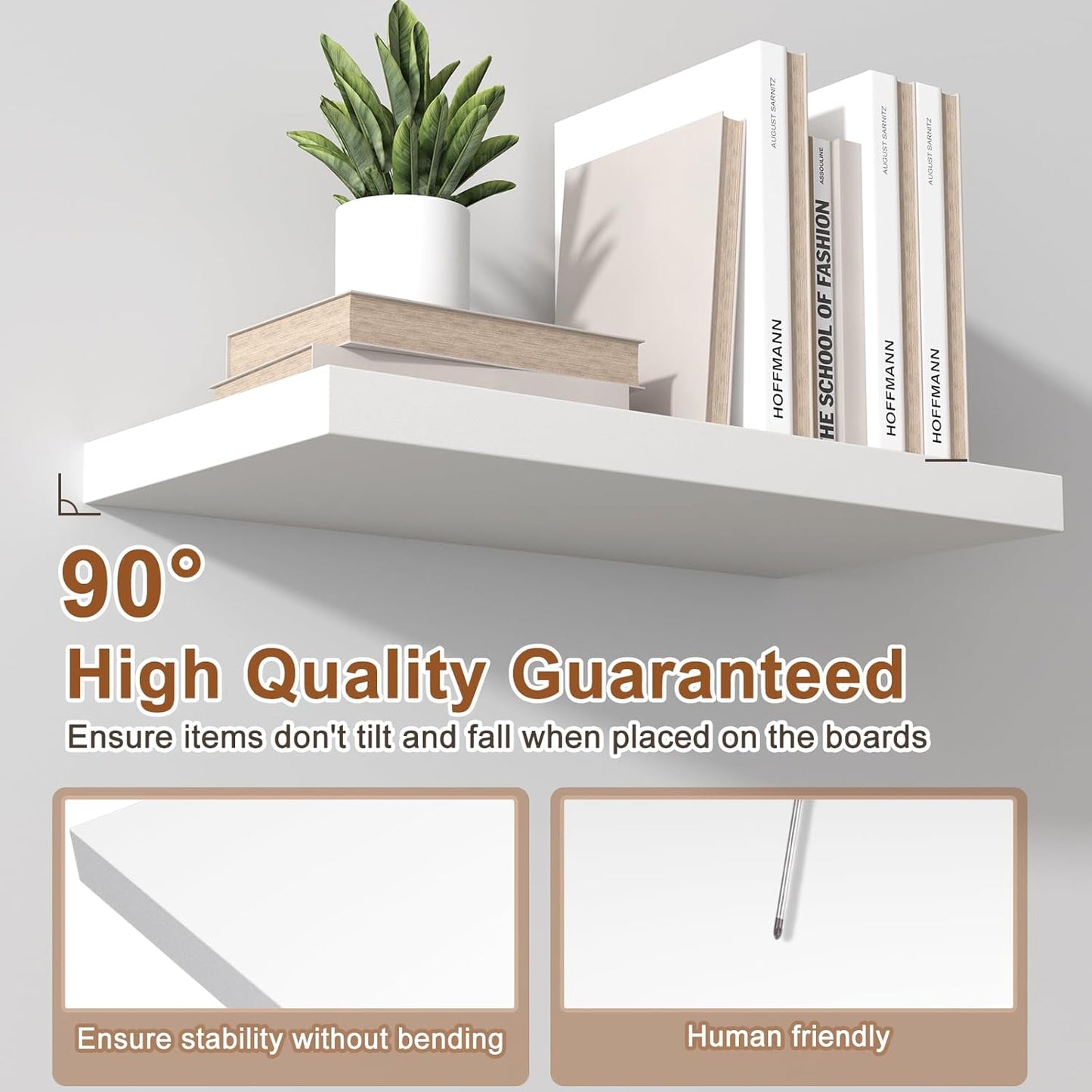 12 Inch Deep Floating Shelves for Wall 3 Pack White Floating Shelves Large Storage Space Wall Mount Shelf for Living Room Kitchen Bathroom 36" W x 12" D x 1.2" H White