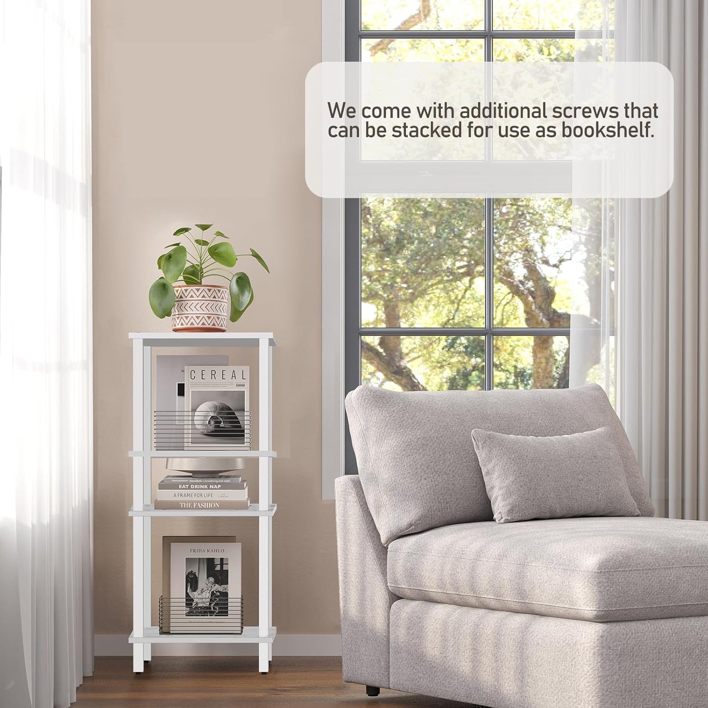 TUTOTAK End Table with Charging Station, Small Side Table with Outlets, Nightstand Bedside Table, 2-Tier Storage Shelf for Small Space, Living Room, Bedroom, Marble White TB01BMW040