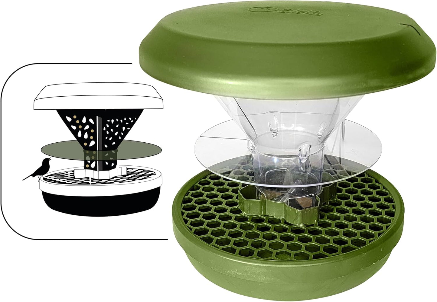 SWISSINNO Big Bird Blocker Ring, Transparent, Prevent Pigeons, Crows and Other unwanted Large Birds Scaring Away Smaller Birds, for Smart Bird Feeder Davos