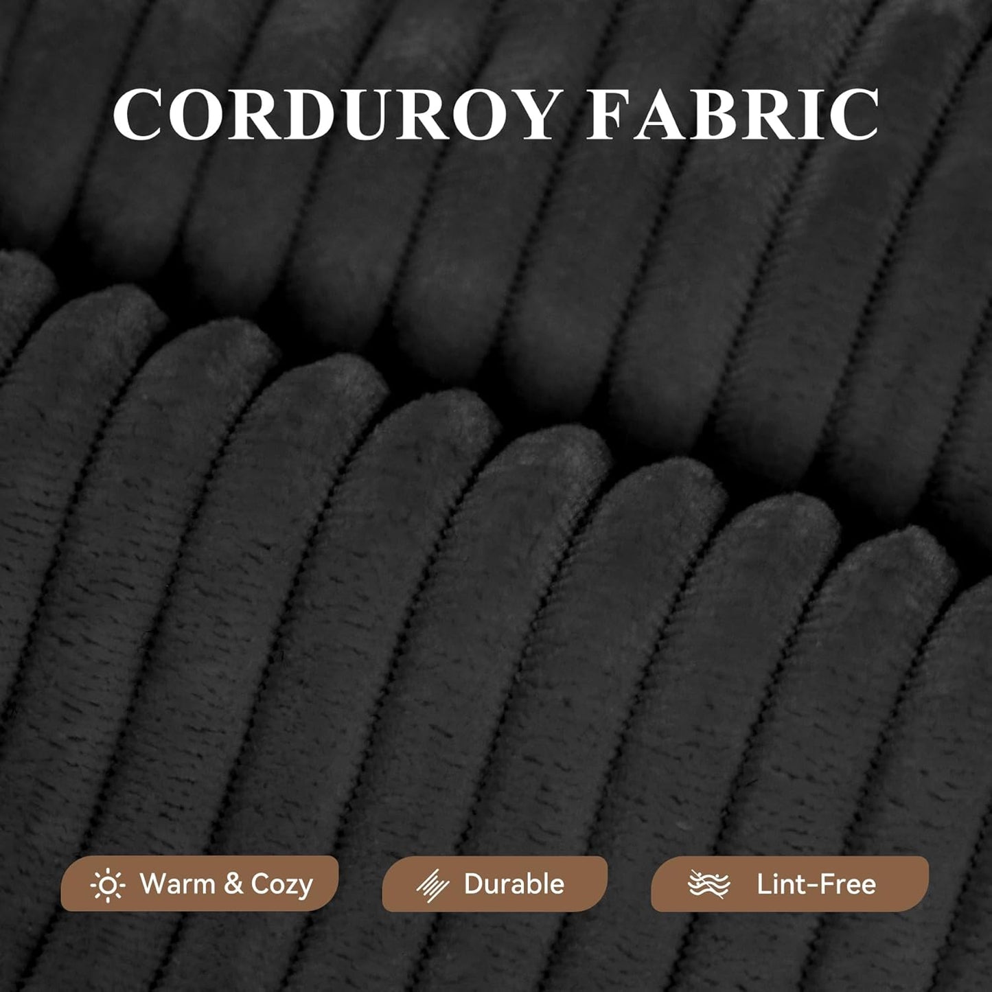 Modular Sectional Sofa with L-Shape Chaise,Cloud Sectional Modern Sleeper Couch with Deep Seat,Sponge Compression Sofas No Assembly Required (Black-Corduroy Fabric) 1pcs