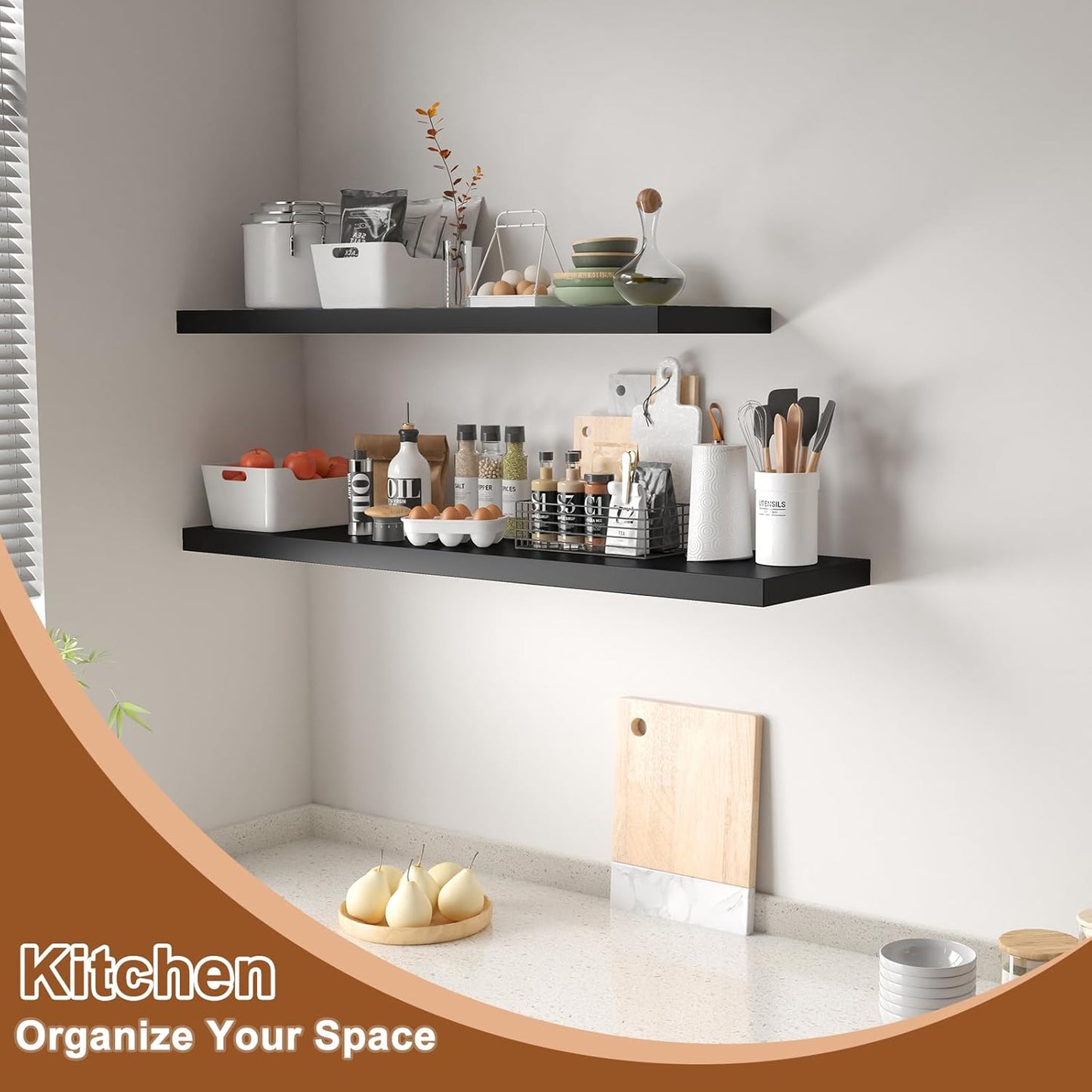 12 Inch Deep Floating Shelves for Wall 1 Pack Floating Shelves Large Storage Space Wall Mount Shelf for Living Room Kitchen Bathroom 30" W x 12" D x 1.2" H Black