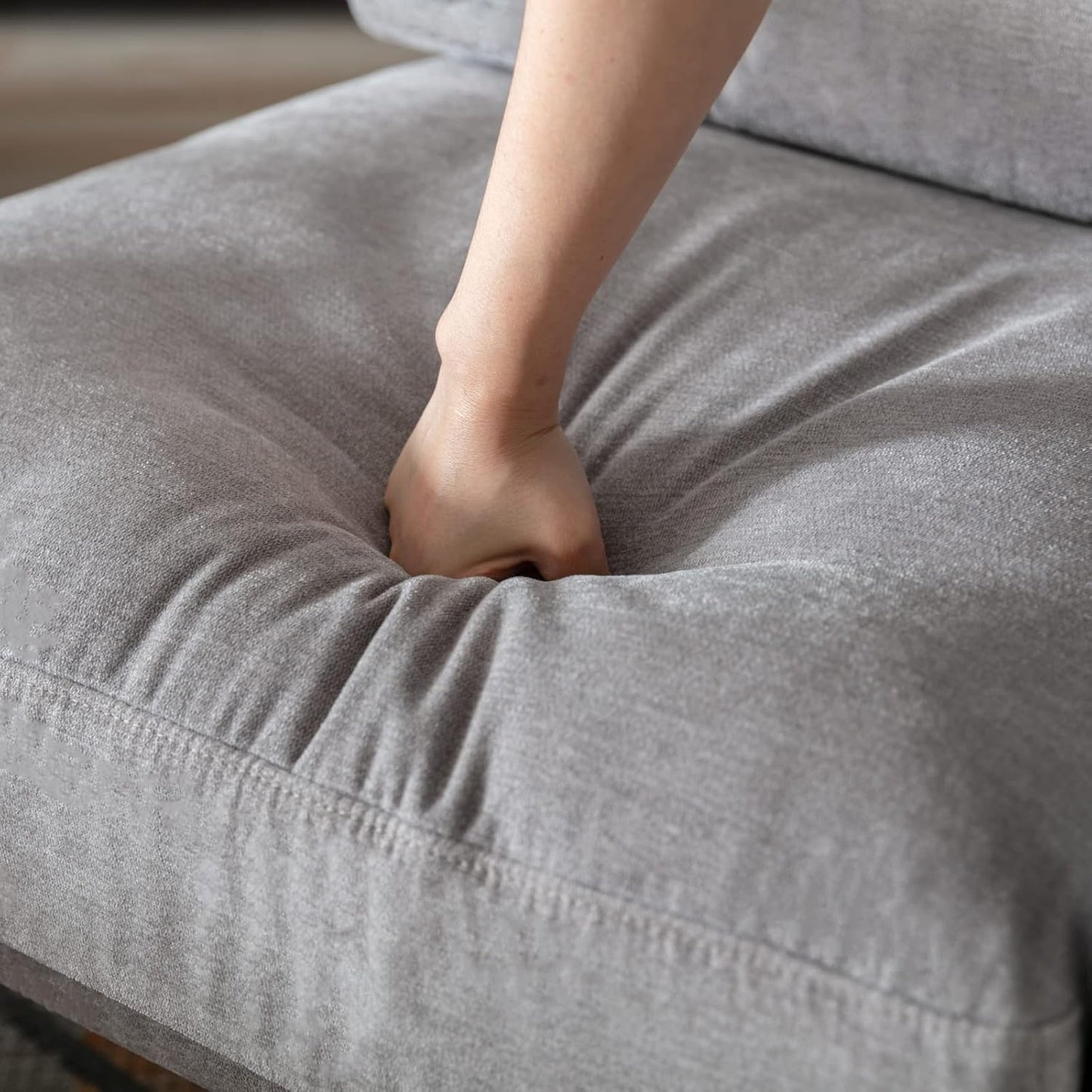 Mid-Century Accent Chair, Soft Armchair Chenille Fabric Lounge Chair with Black Metal Legs, Upholstered Leisure Chair for Living Room Bedroom Reception Room, 1PC, Grey