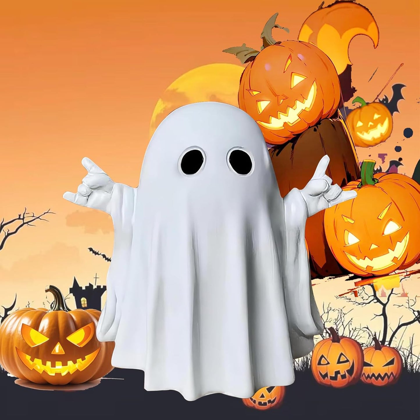 Halloween Ghost Figurine Cute Spooky Resin Ghost Statue Funny Ghost Ornaments, Indoor Spooky Home Decor