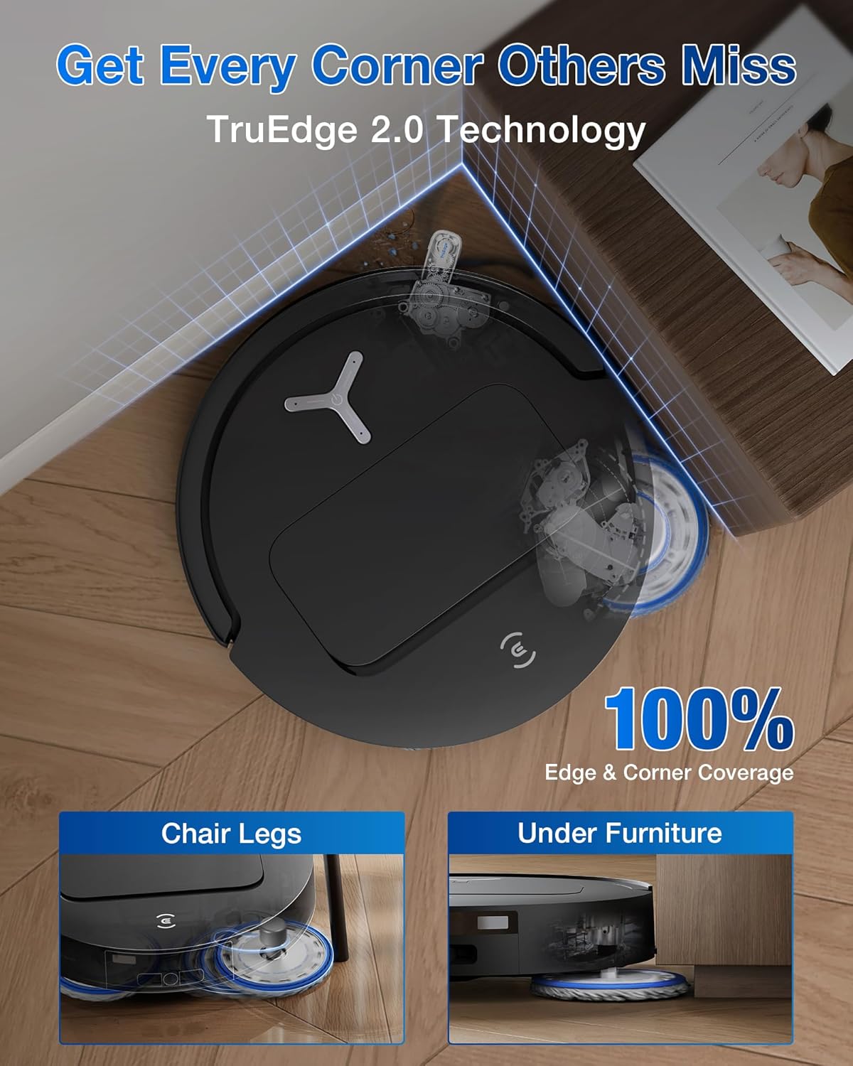ECOVACS DEEBOT T50 PRO Omni Robot Vacuum and Mop, 3.19” Ultra-Slim, 15,000Pa Suction, ZeroTangle 2.0, TruEdge Edge Cleaning, AIVI 3D Obstacle Avoidance, Auto Mop Wash & Dry, Self-Emptying