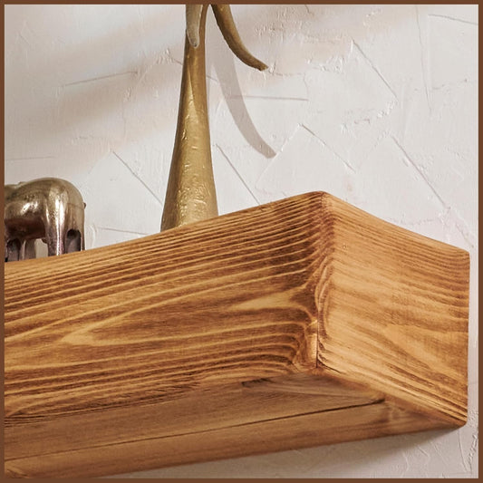 Handmade Fireplace Mantel Shelf 48", Extra Wide Rustic Wood Mantles for Over Fireplace, Wall Mounted Floating Mantel Shelves for Living Room Decor (Light Rustic, 48Lx6Hx8D)