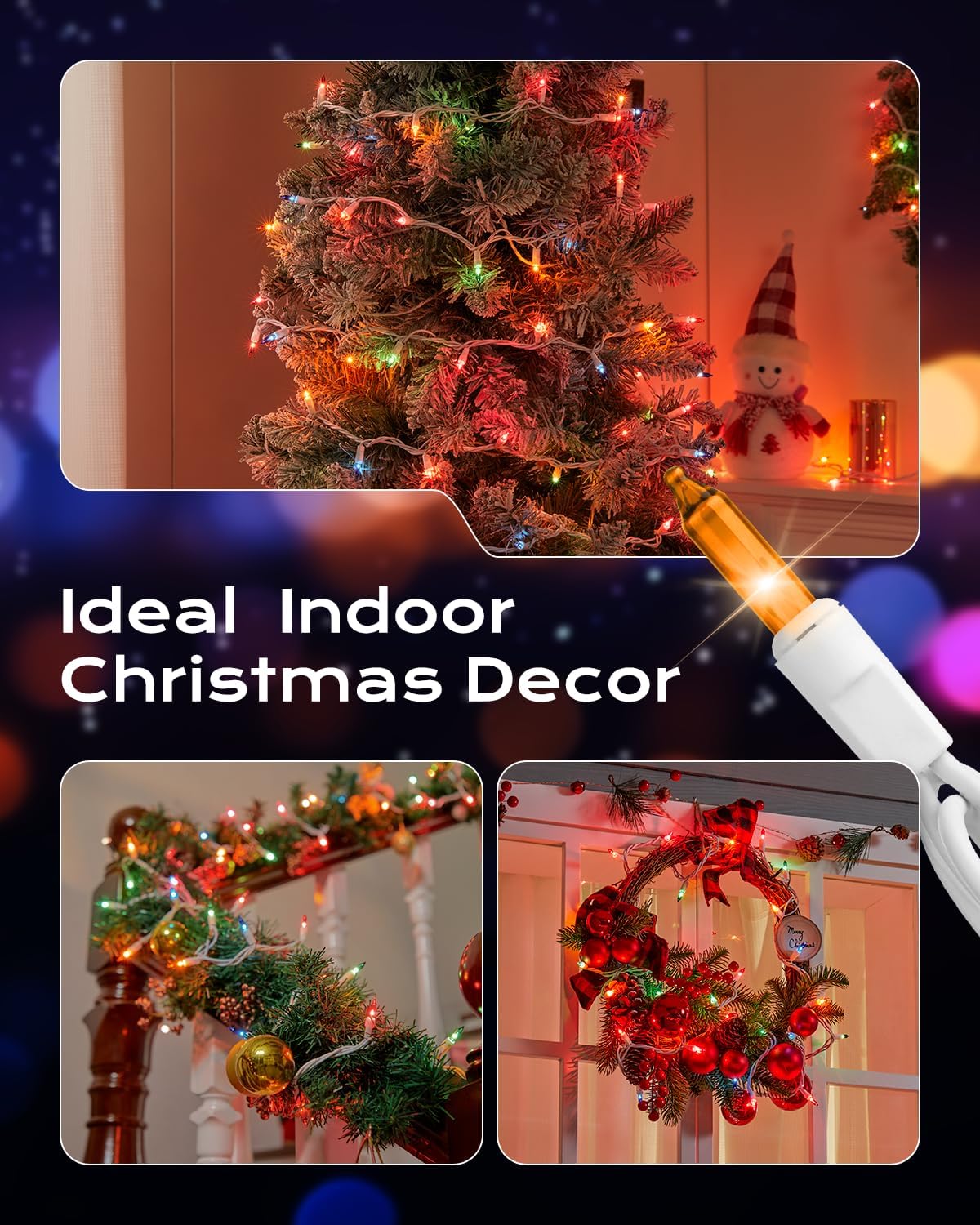 Brightown Multicolor Christmas Mini String Lights, 100-Count 26.5ft Incandescent Bulb Fairy Lights for Indoor Holiday Decor, Christmas Tree Garland Wedding Party Multi-Use Xmas Decoration, White Wire