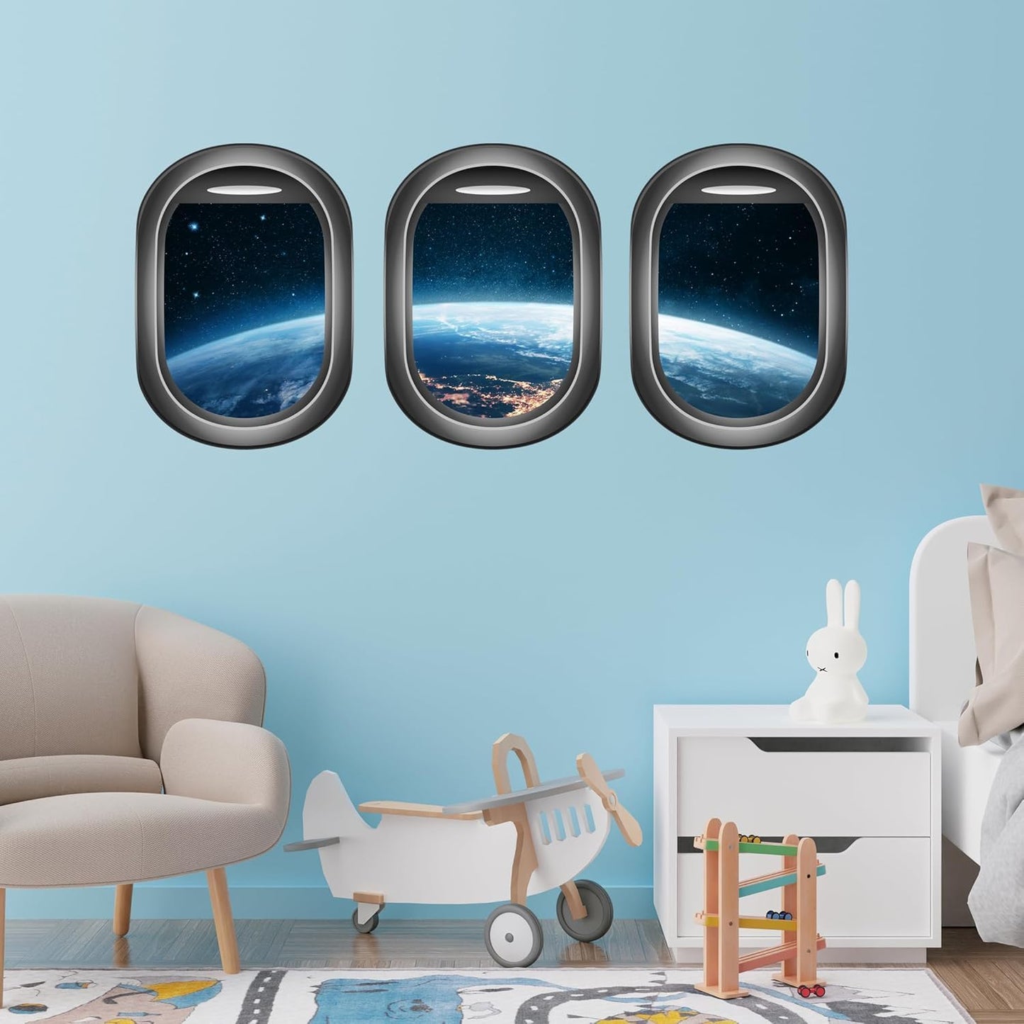 Quanhaigou Glow in The Dark 3D Space Wall Decals, Set of 3 Galaxy Window Stickers for Wall,Planet Themed Room Decor for Kids Boys